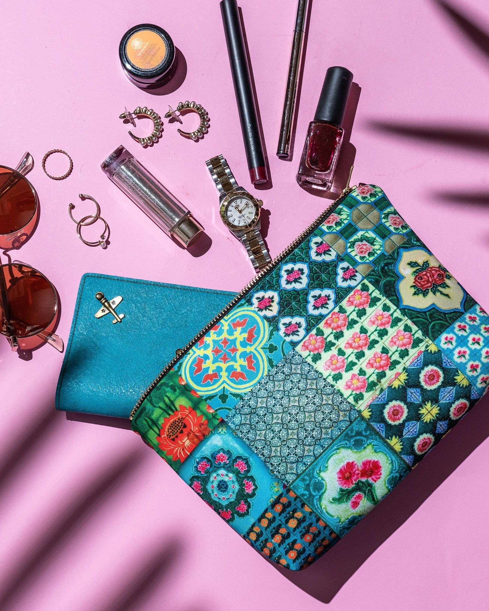 PHOTO PHACTORY | Peranakan Tiles Design Travel Pouch | Emerald