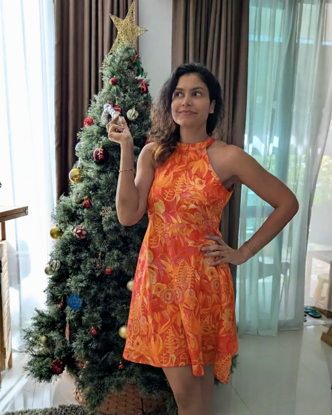 NIMBU | Eden Tangerine Women's Short Halter in Muslin Cotton