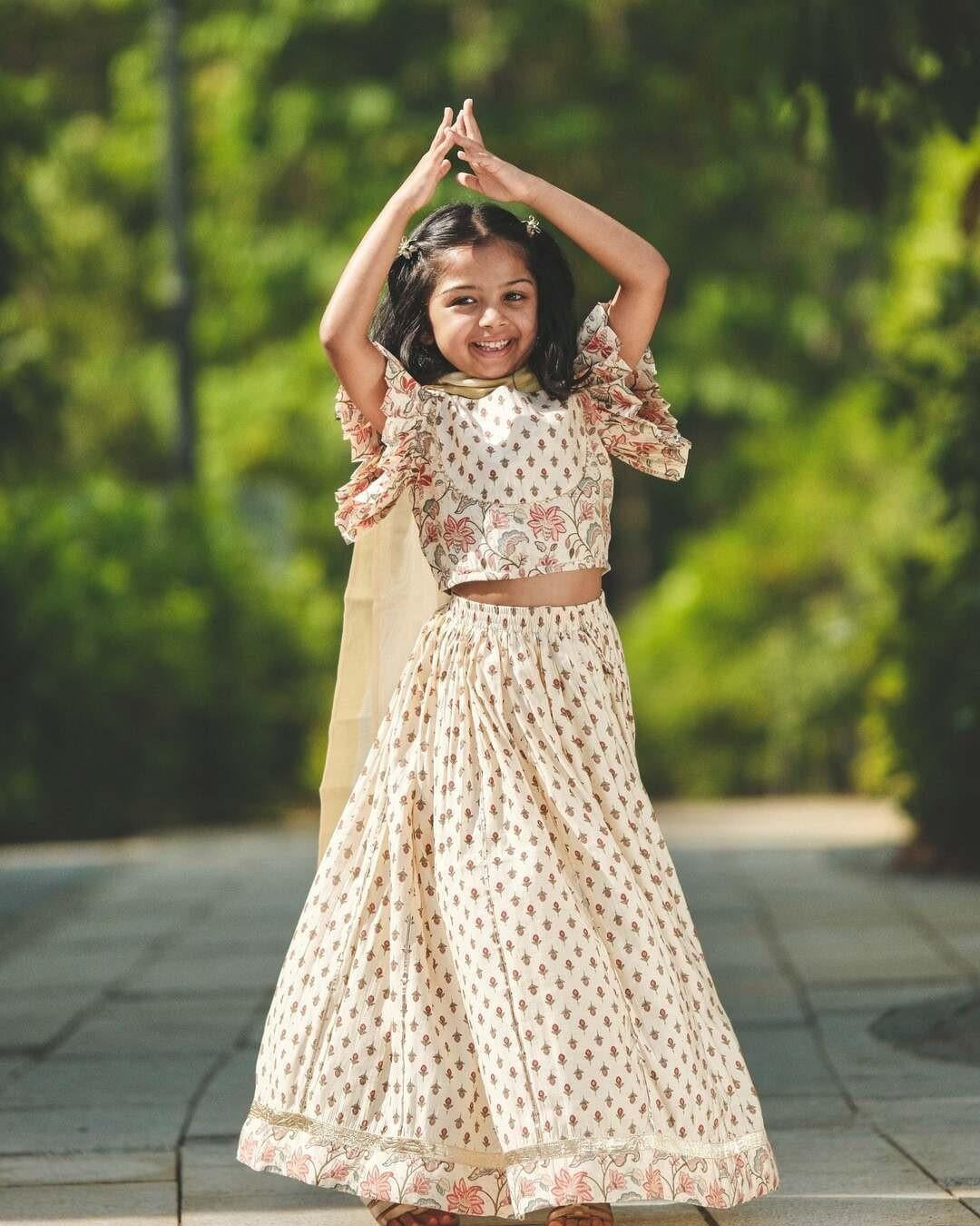 NIMBU | Nia Girls Lehenga Choli Skirt Top in Muslin Cotton