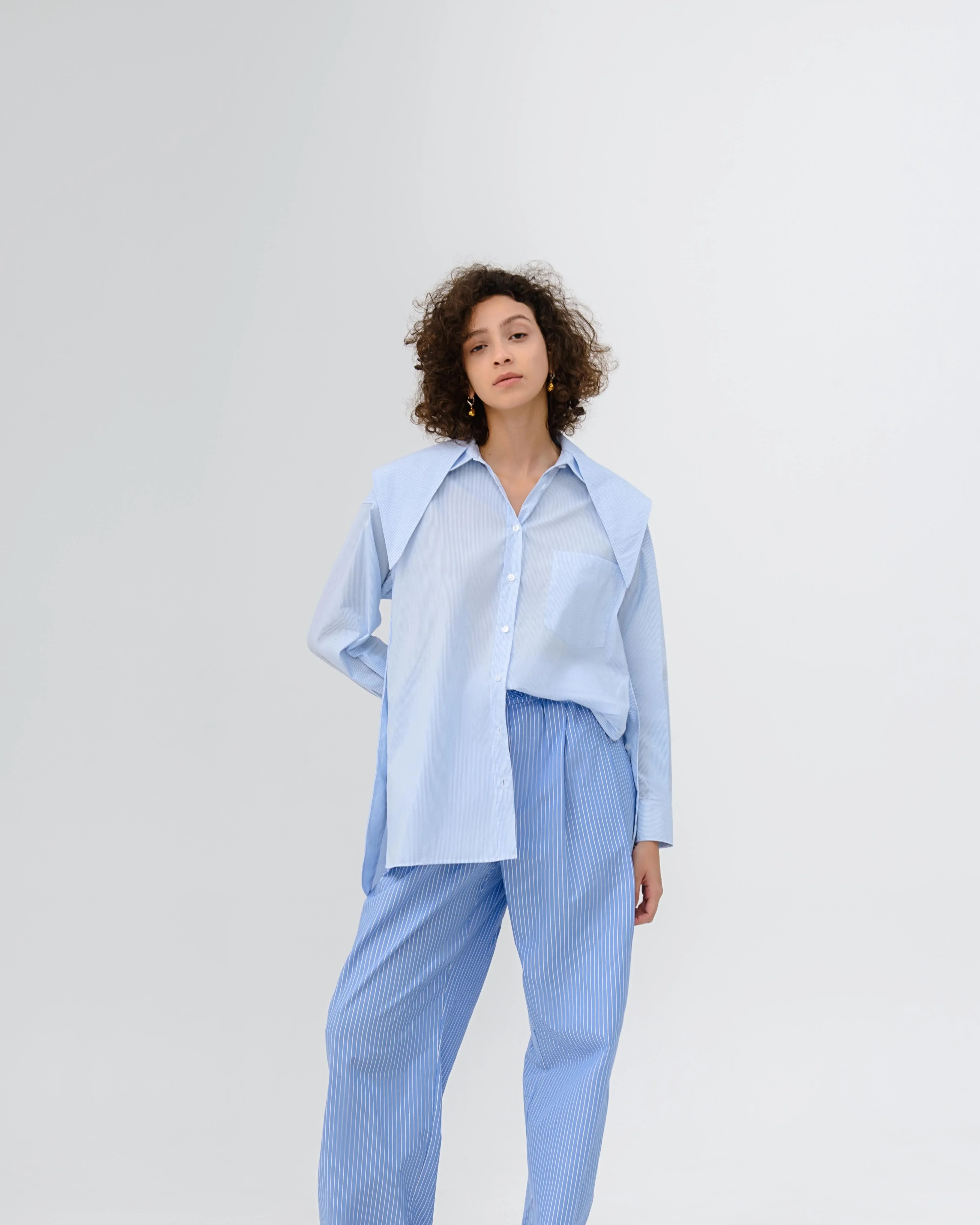LAYERPLAN | Mira Embroidered Striped Cotton Three-Piece Set
