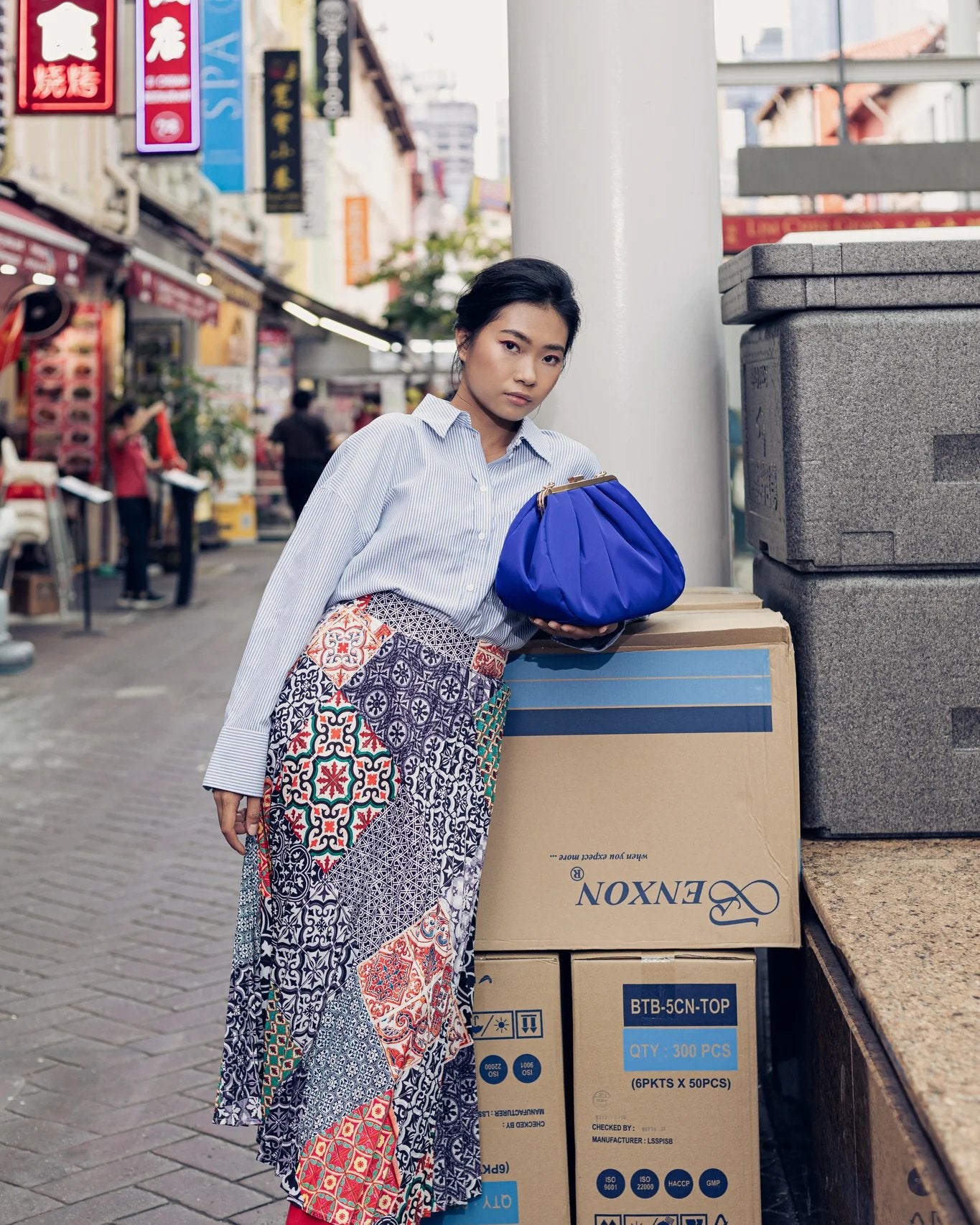 PHOTO PHACTORY | Peranakan Pleated Midi Skirt | Ash Black