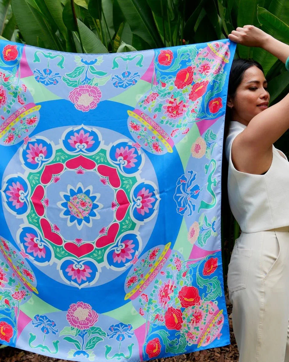 BINARY STYLE | Peranakan Bricollage Premium Silk Scarf