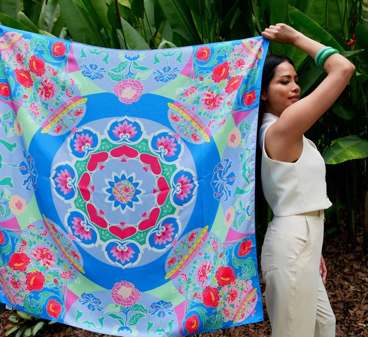 BINARY STYLE | Peranakan Bricollage Premium Silk Scarf