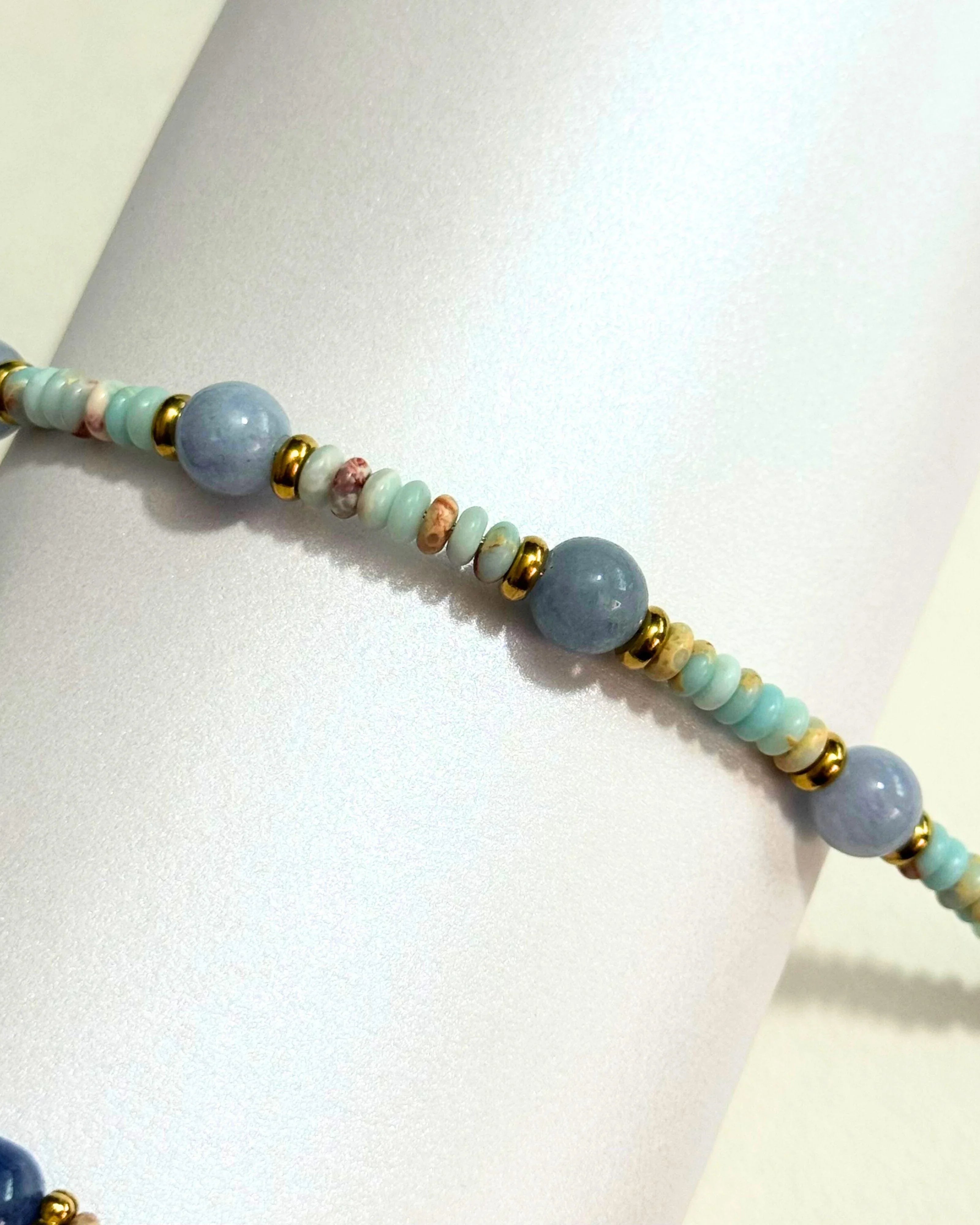 THE ANTECEDENT STORE | B - Peace & Grounding Pagodite With Aquamarine Crystal Bracelet