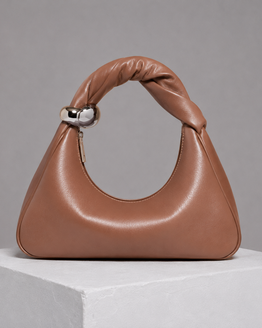 WU HAUS | Orbit Lightweight Tan Leather Sculptural Bag