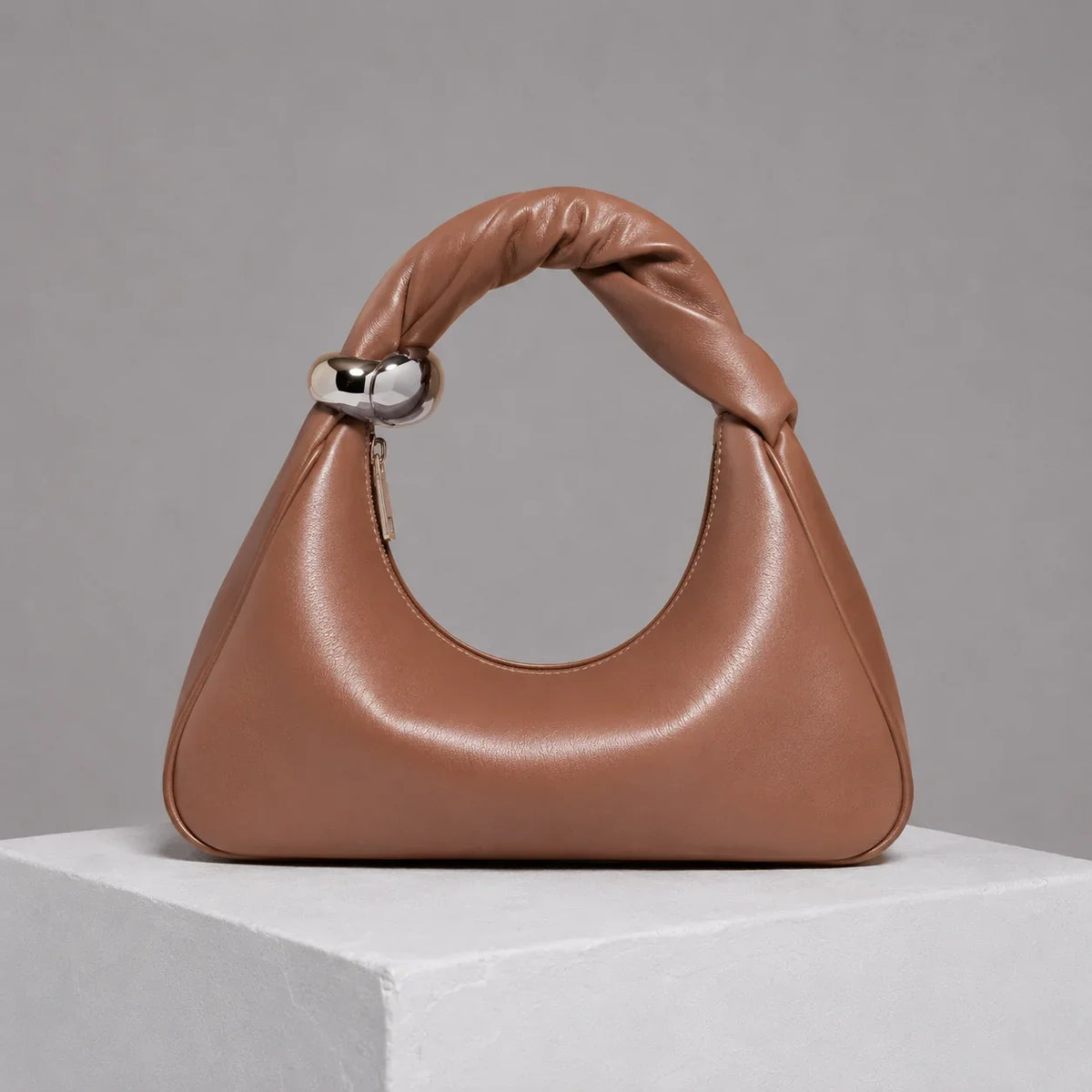 WU HAUS | Orbit Lightweight Tan Leather Sculptural Bag