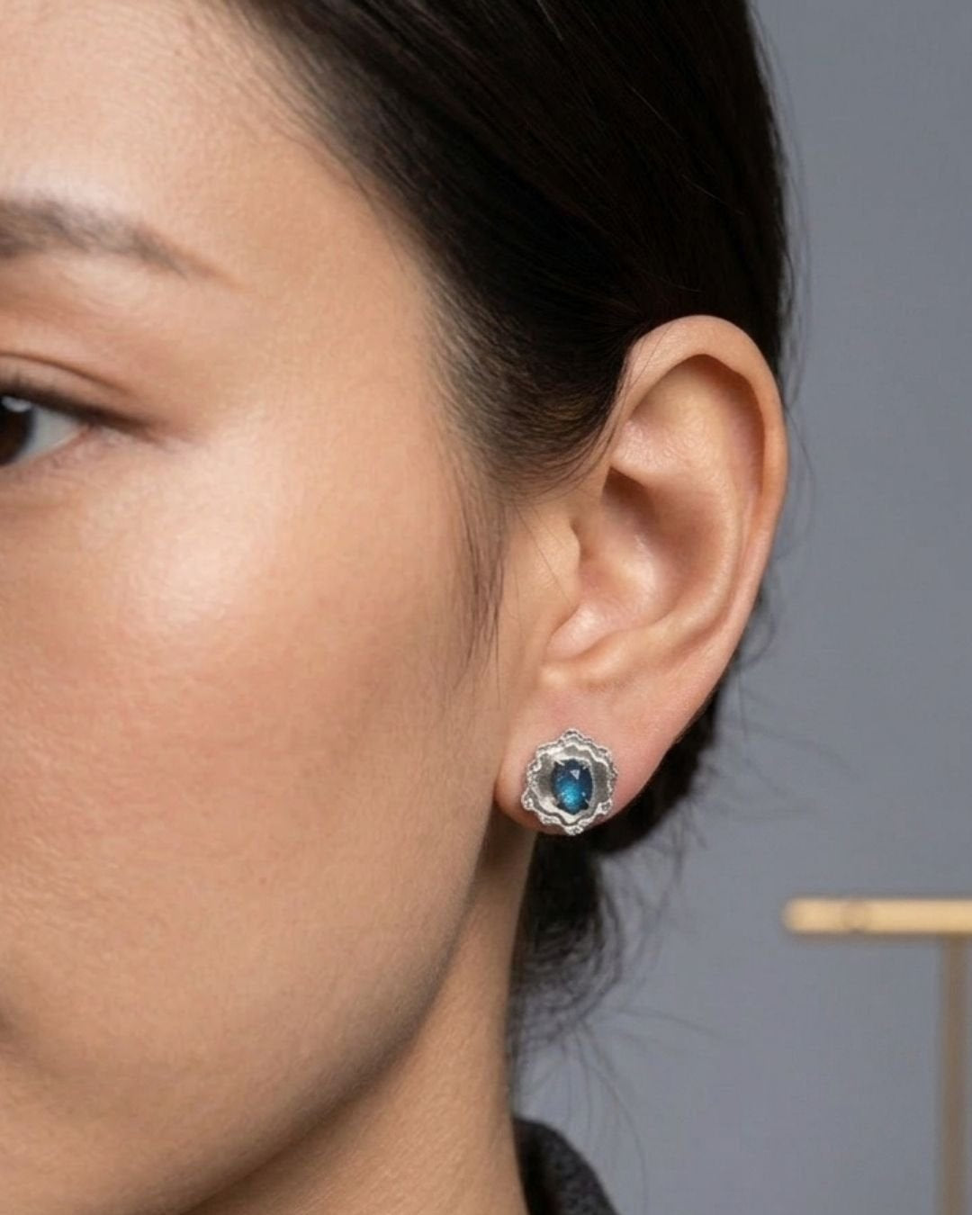 CREATIVE JEWELLERY STUDIO | "Landscape" Rosecut Kyanite, Silver Earrings by Lithosphere Jewels