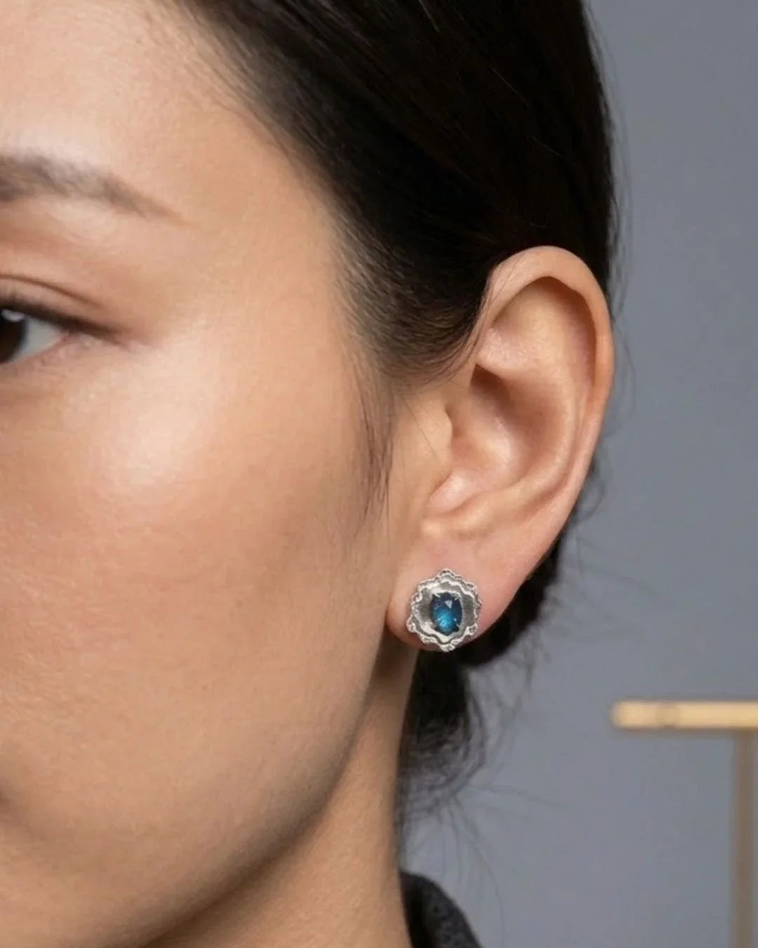 CREATIVE JEWELLERY STUDIO | "Landscape" Rosecut Kyanite, Silver Earrings by Lithosphere Jewels