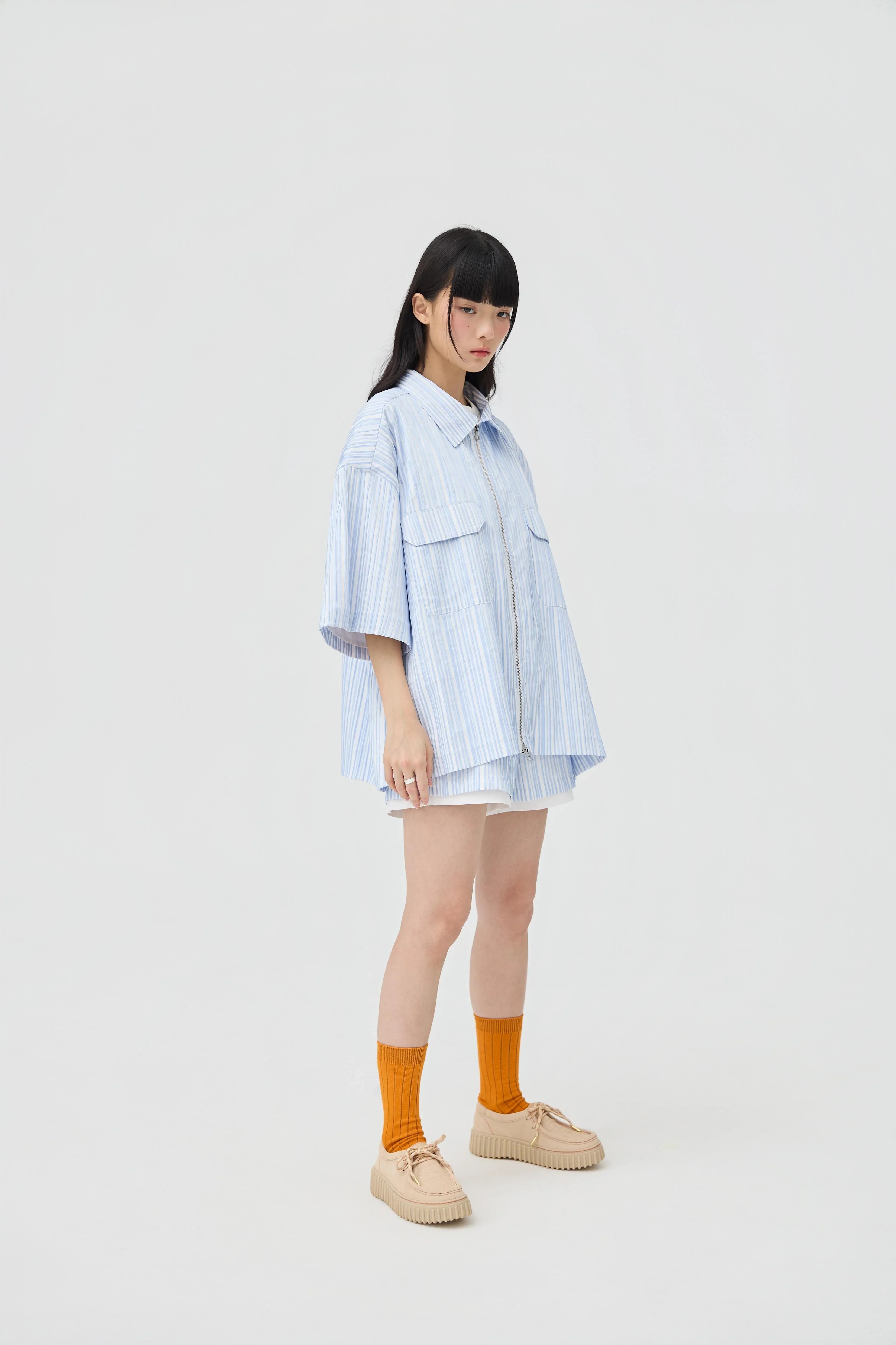 3EIGHTH | Fuwa Jacket In Blue Seersucker