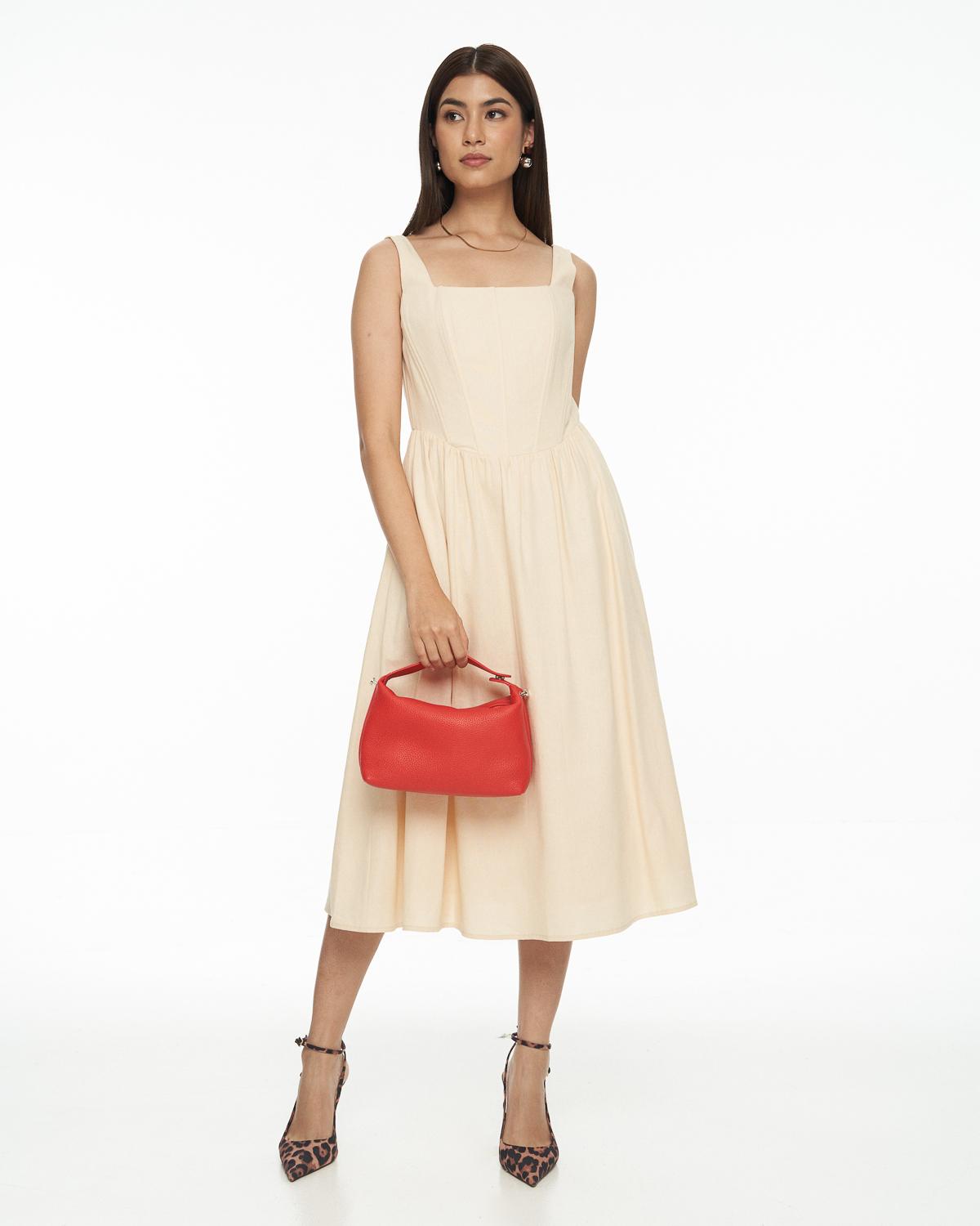 DRESSINGPAULA | Corset Linen Midi Dress