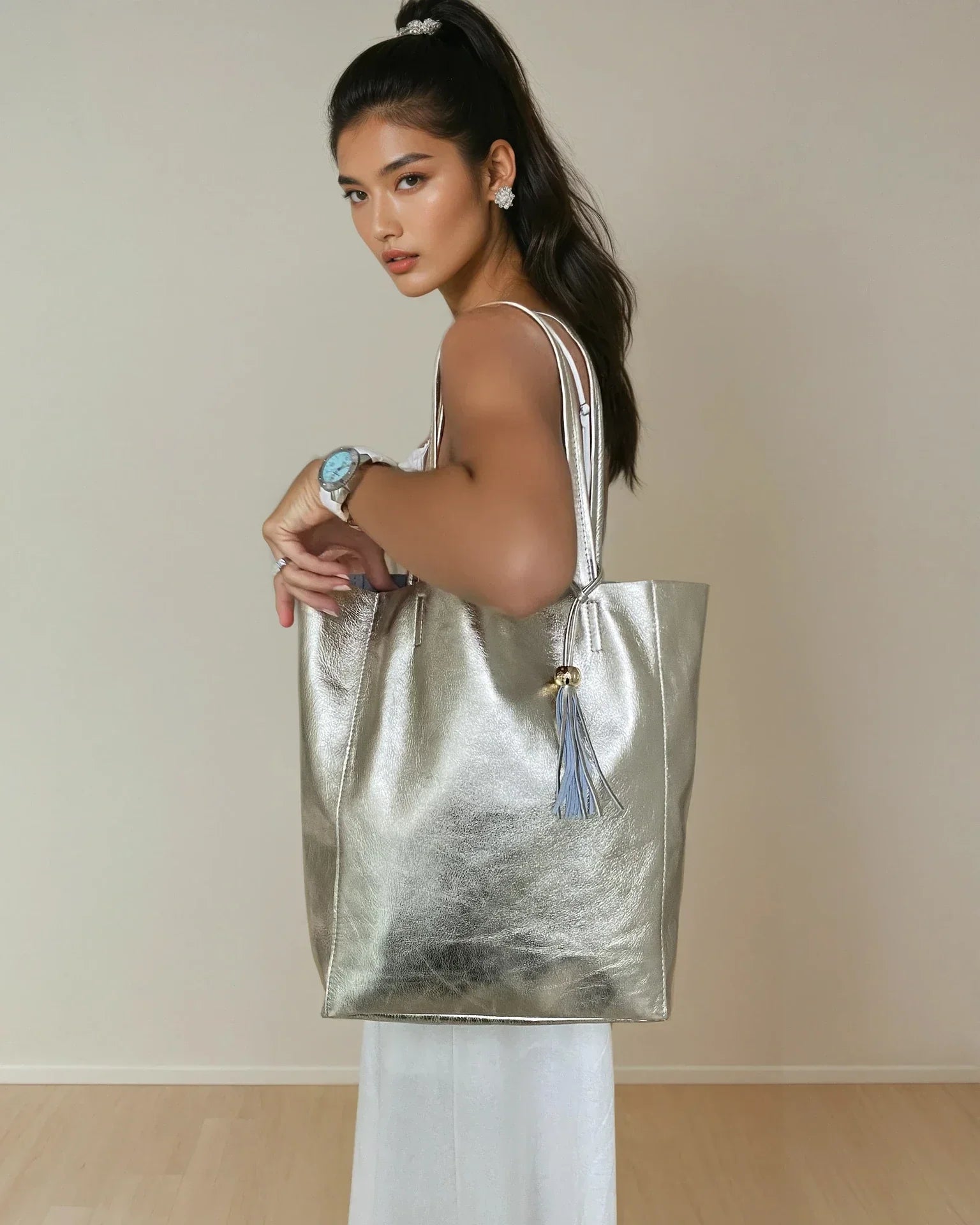 DESTI SAINT | Italian Leather Shopper - Champagne