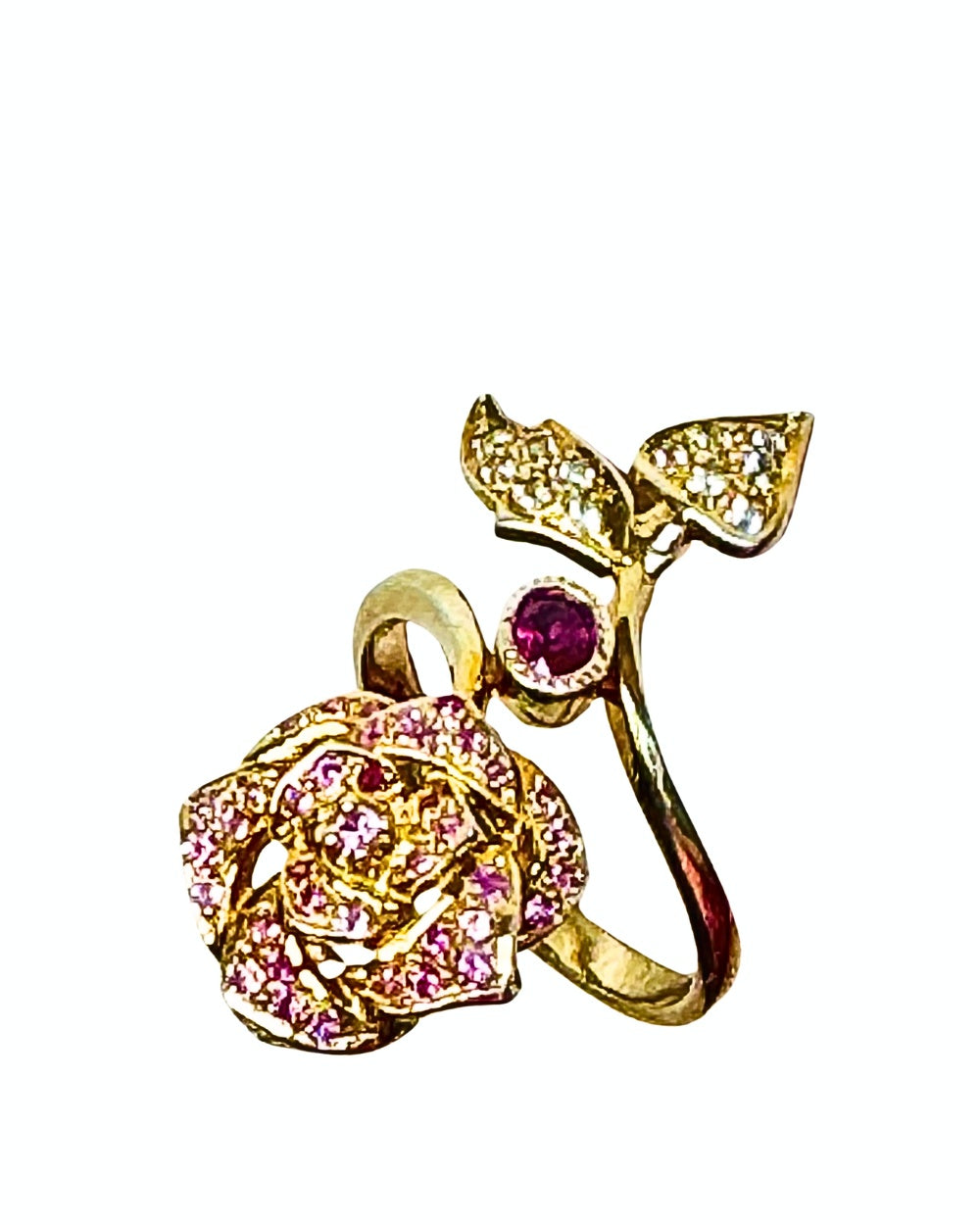 CREATIVE JEWELLERY STUDIO | Ruby, Pink & Light Blue Sapphire, Gold Plated Silver Ring by Blissadora