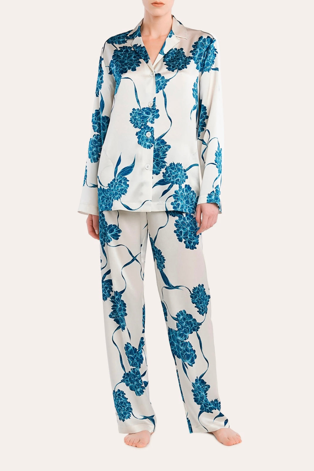 BELLS & BIRDS | Hydrangea Bloom Pyjamas Pants Set (Blue)
