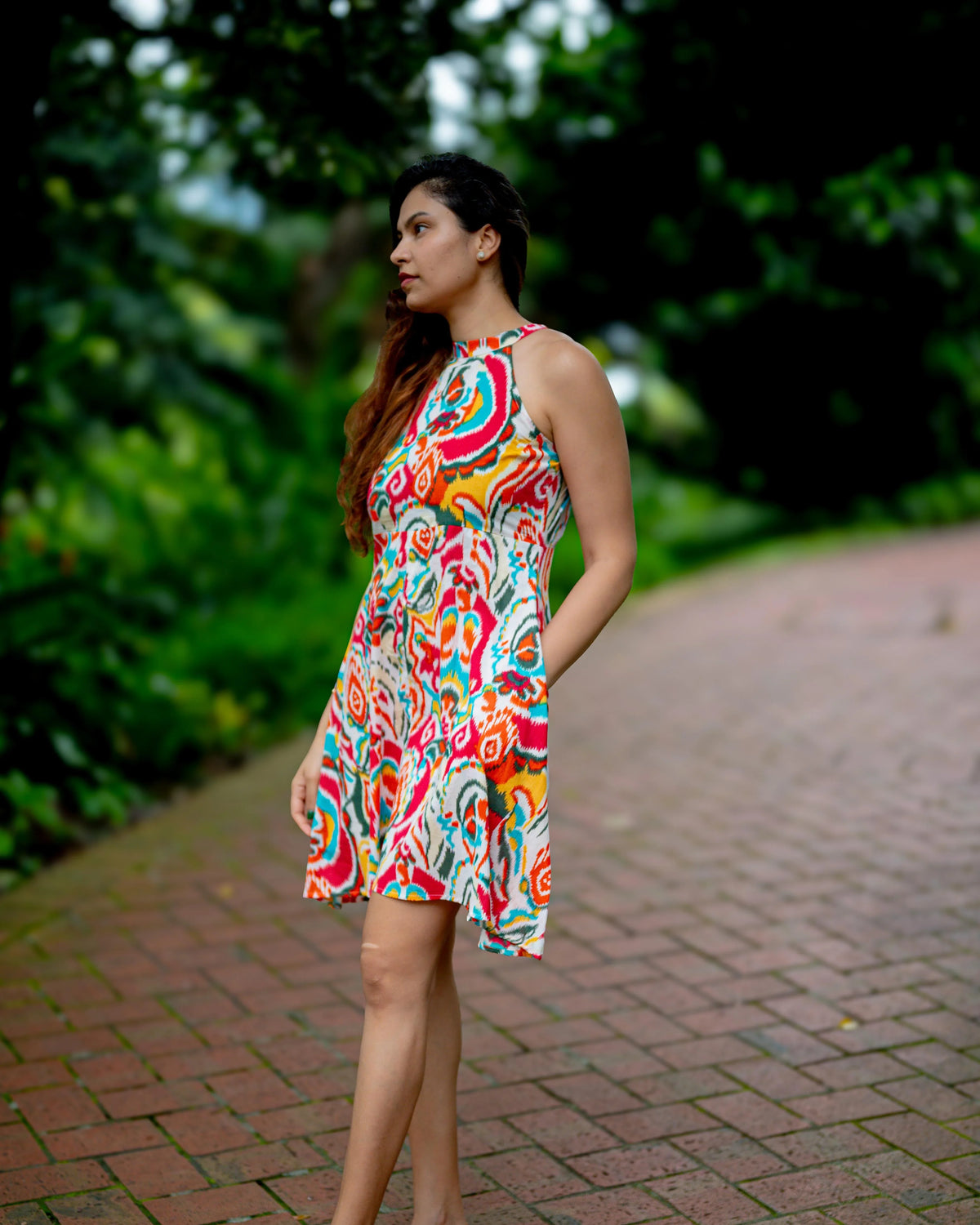 NIMBU | Hawaii Women's Short Halter Dress with Pockets in Multicolor