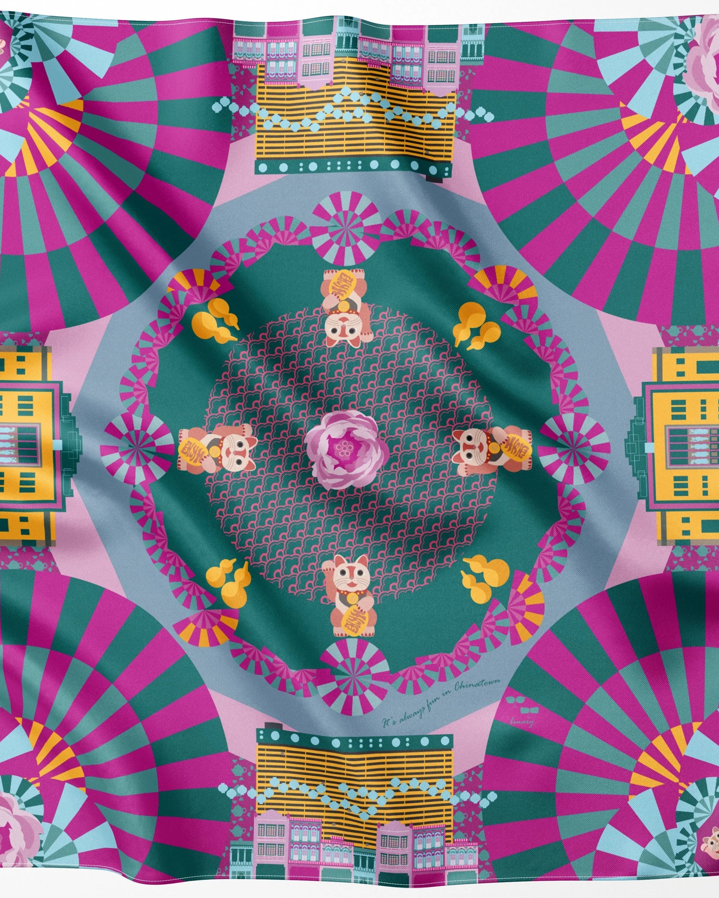 BINARY STYLE | It's Always Fun In Chinatown Silk Square Scarf 87x87cm