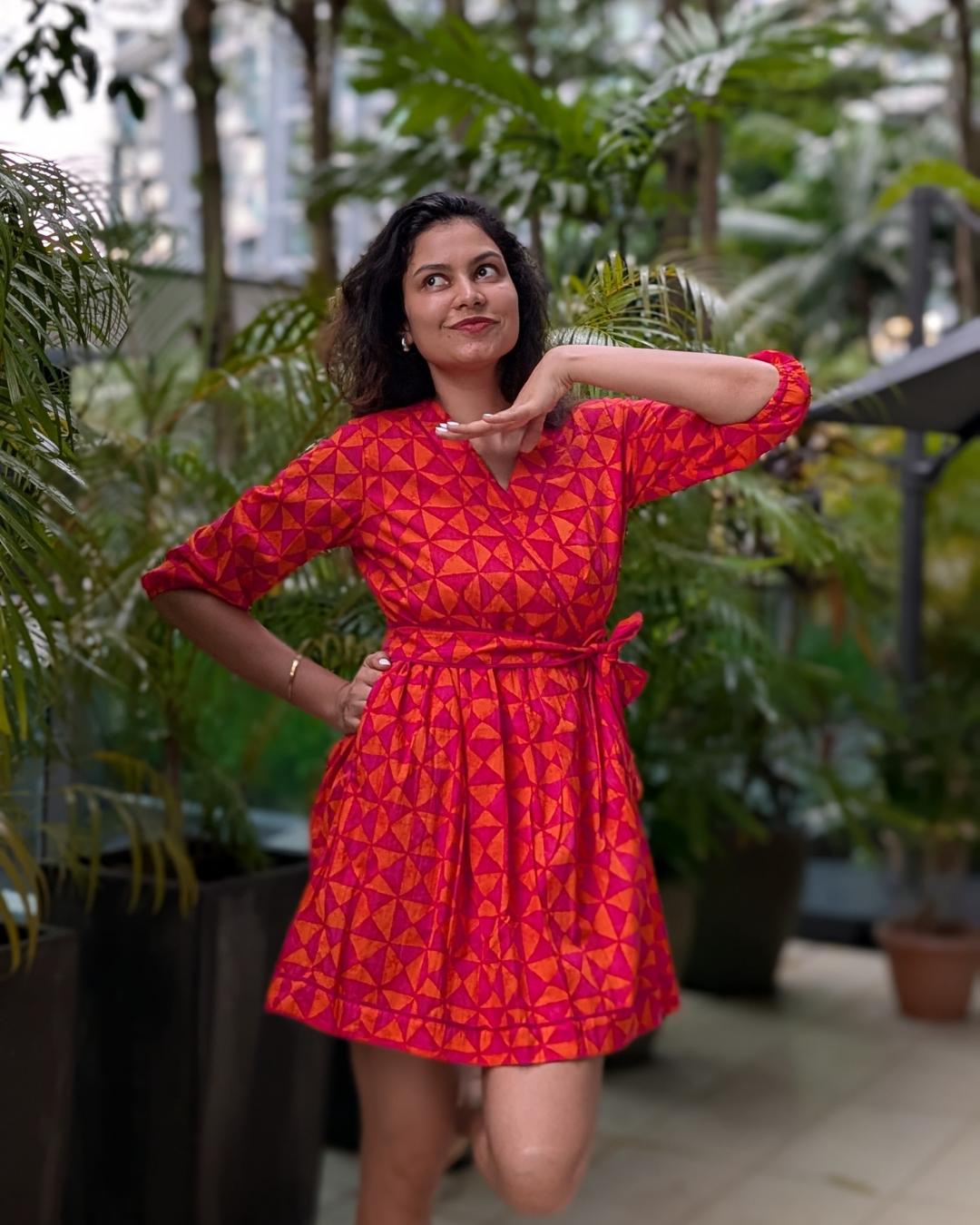 NIMBU | Havana Tango Sorbet Wrap Dress in Cotton