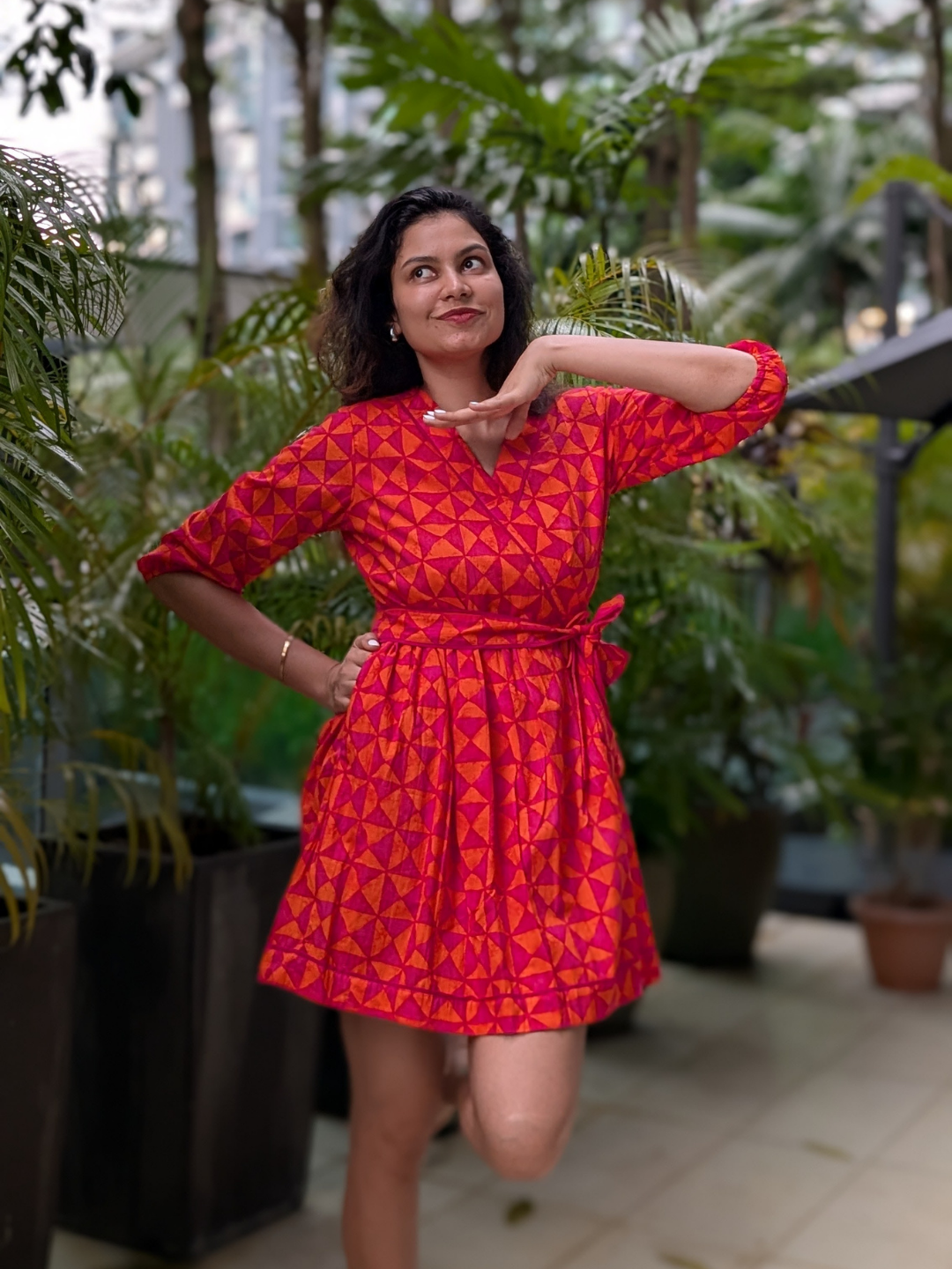 NIMBU | Havana Tango Sorbet Wrap Dress in Cotton