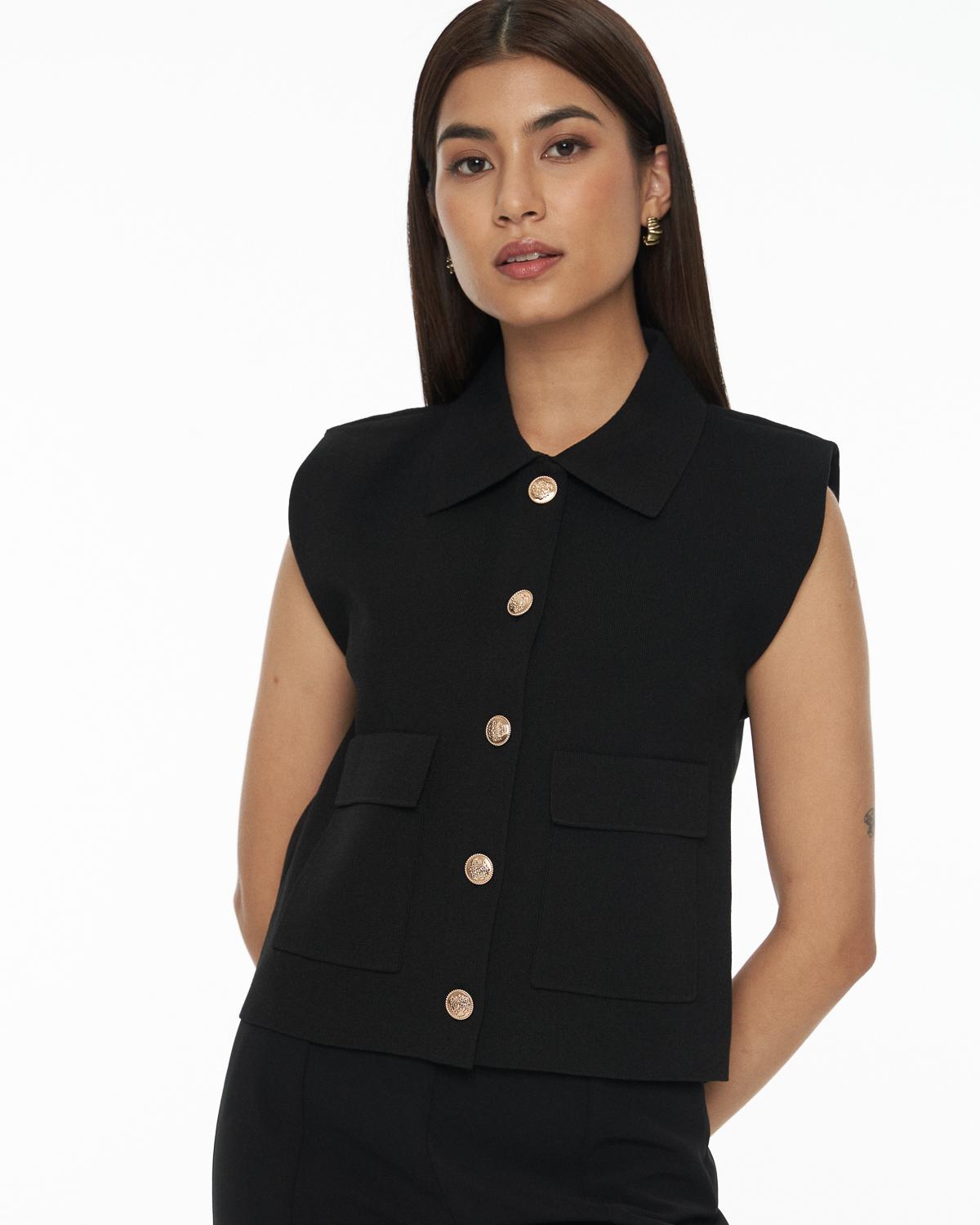 DRESSINGPAULA | Collared Cardigan Vest