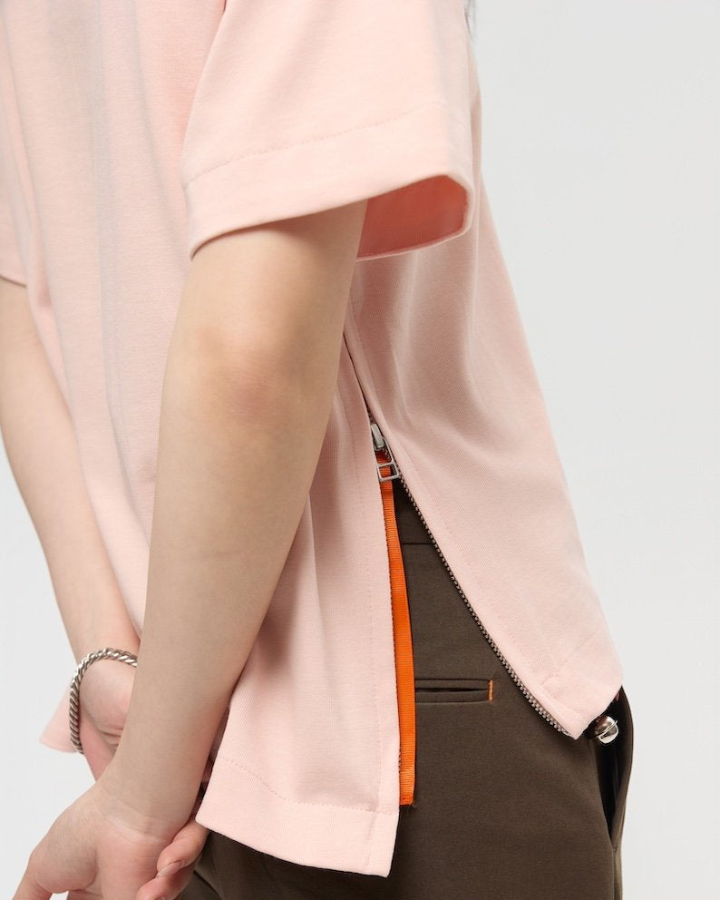 3EIGHTH | SOKKO Zip Tee in Blush Pink