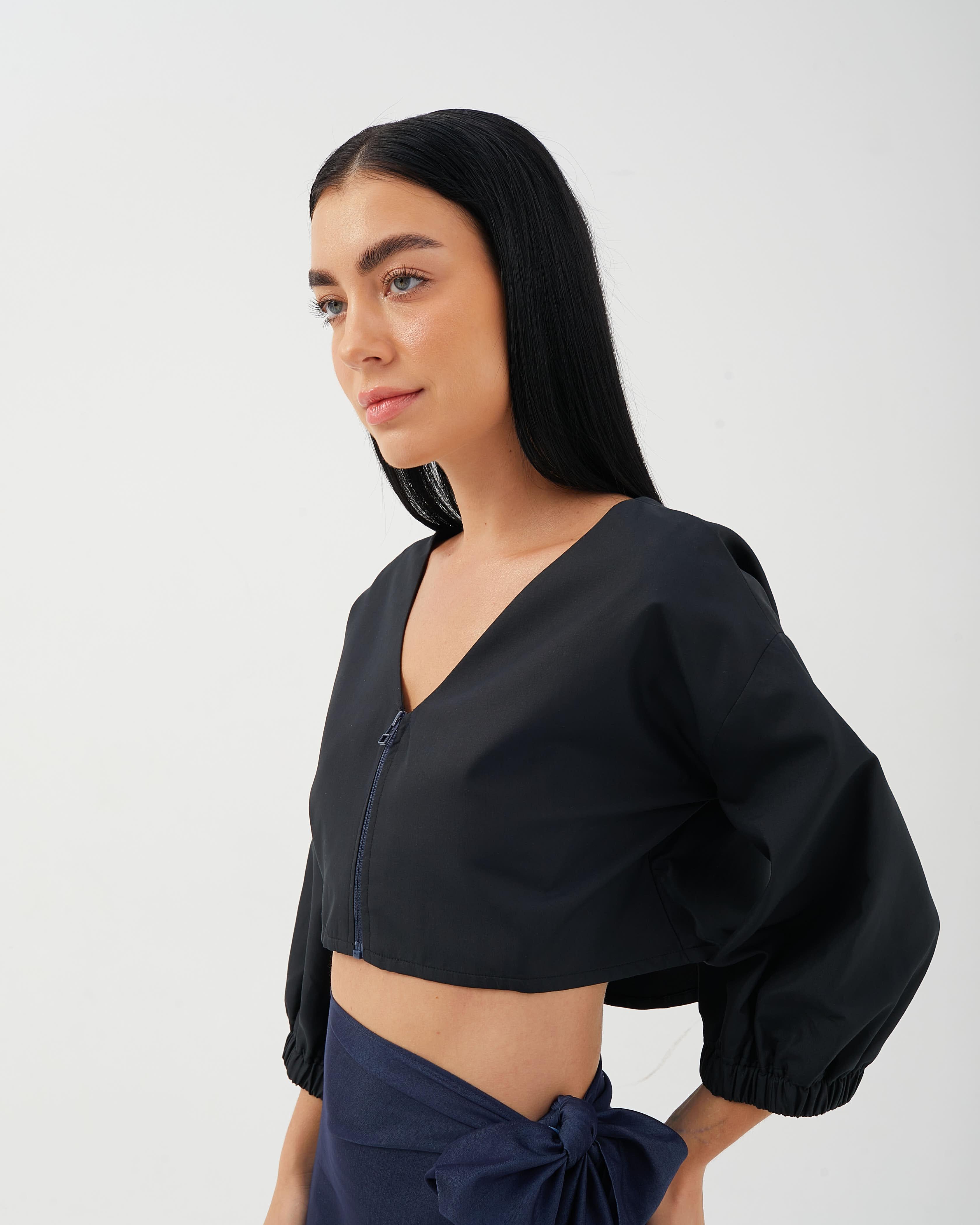 CAELI ECO LUXE | Cropped Puff Sleeve Jacket