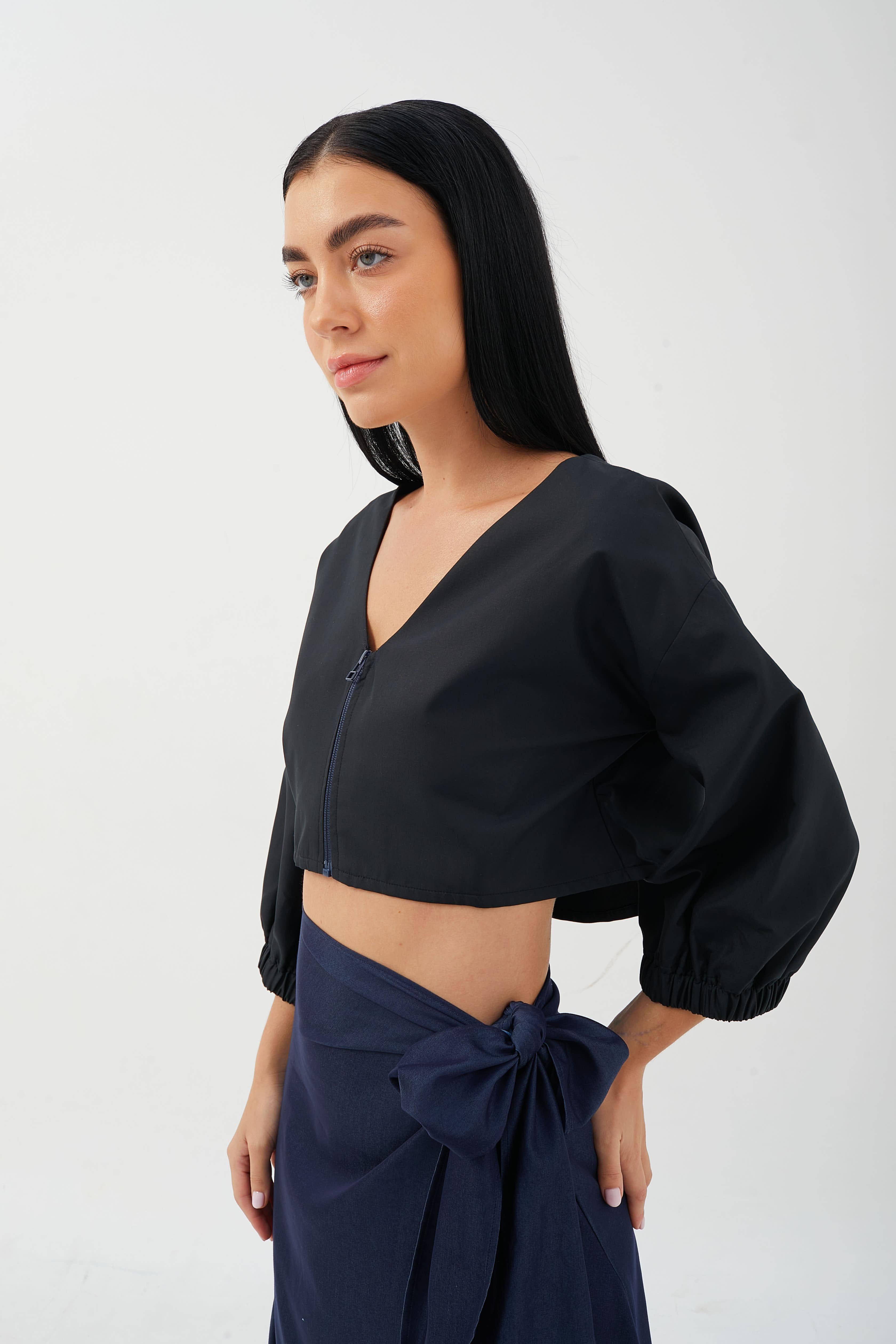 CAELI ECO LUXE | Cropped Puff Sleeve Jacket