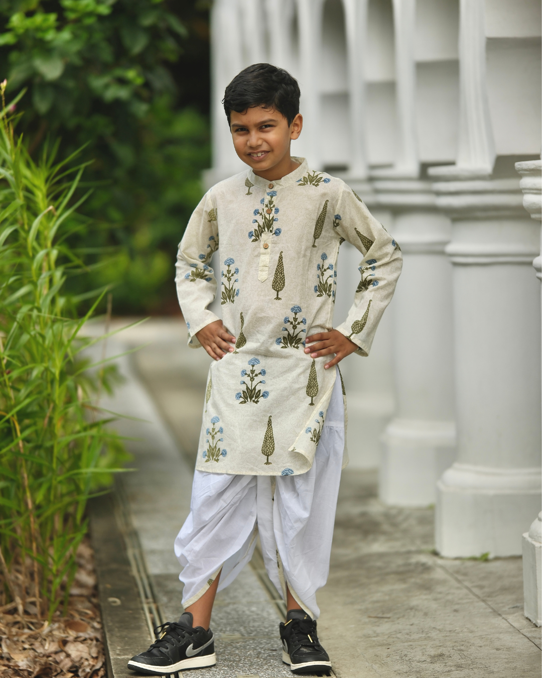 NIMBU | Shaheen Blue Boys Kurta Dhoti In Cotton