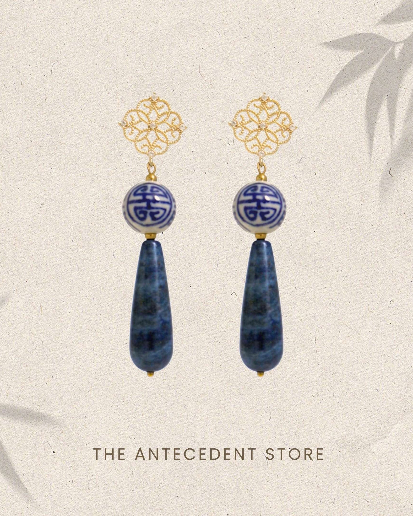 THE ANTECEDANT STORE | Good Fortune Nanyang Lapis Earrings