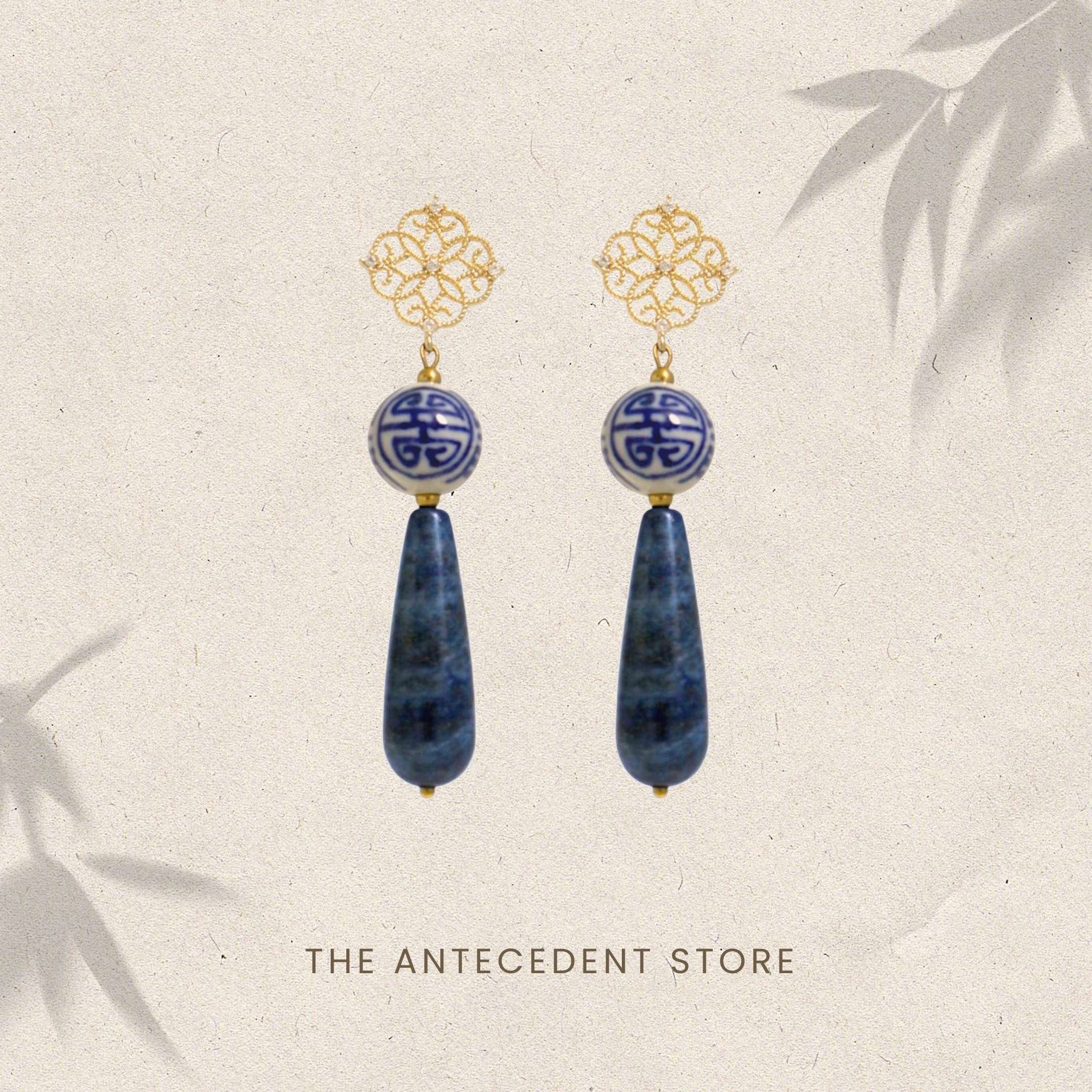 THE ANTECEDANT STORE | Good Fortune Nanyang Lapis Earrings