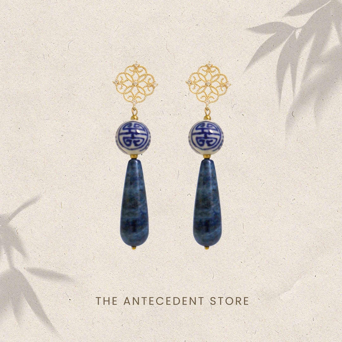 THE ANTECEDANT STORE | Good Fortune Nanyang Lapis Earrings