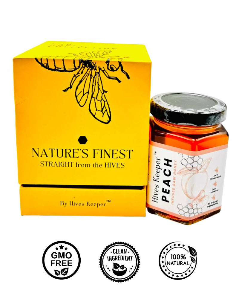 HIVES KEEPER | Infused Raw Honey (with Gift Box) - Peach Infused Raw Honey