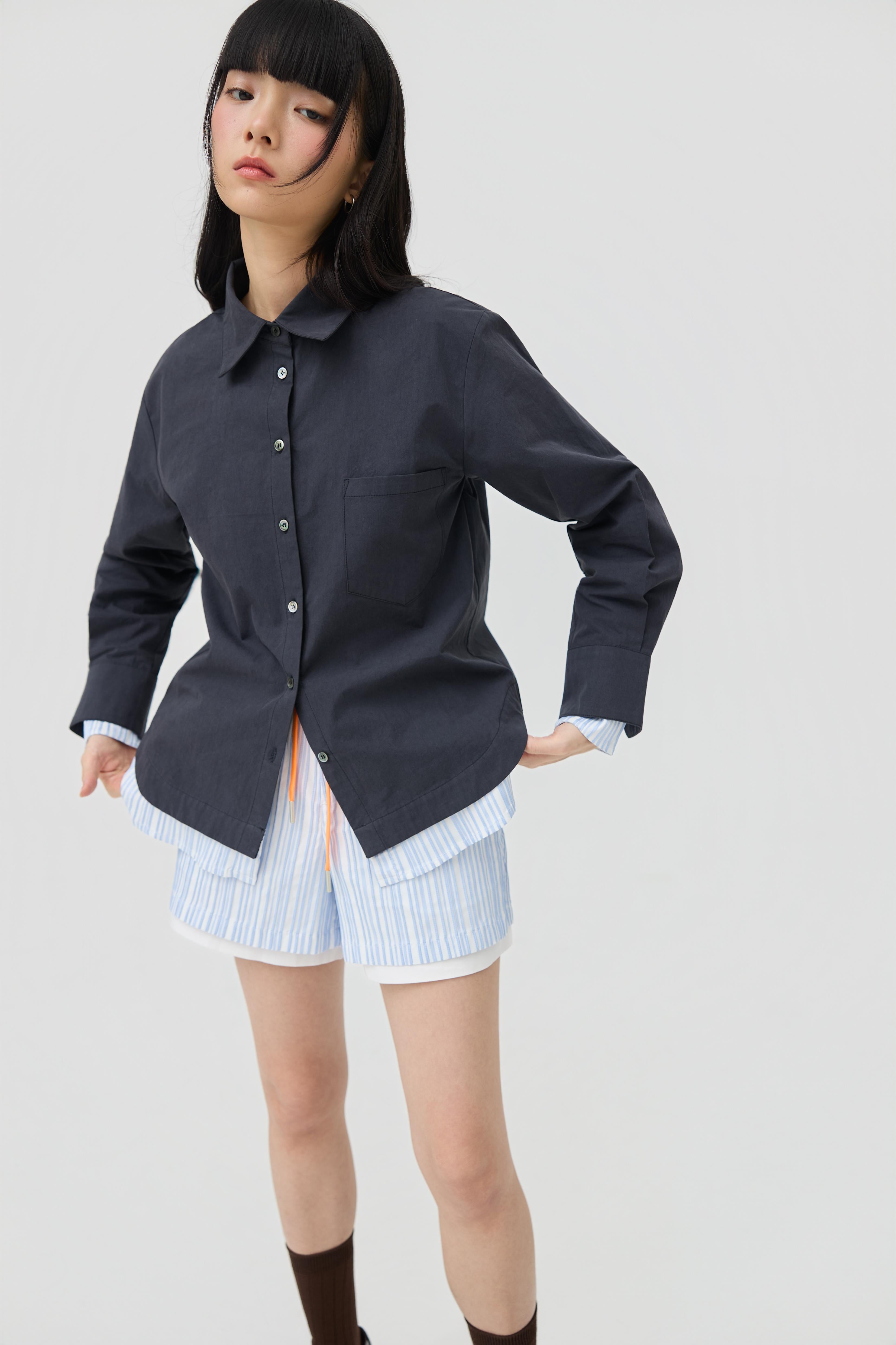 3EIGHTH | Futae Shorts In Blue Seersucker