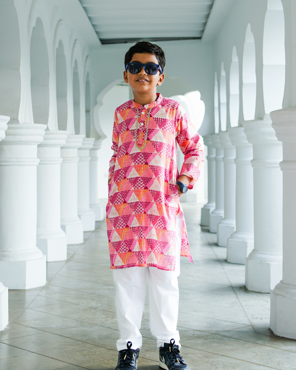 NIMBU | Mehak Pink Boys Kurta Pajama in Muslin Cotton