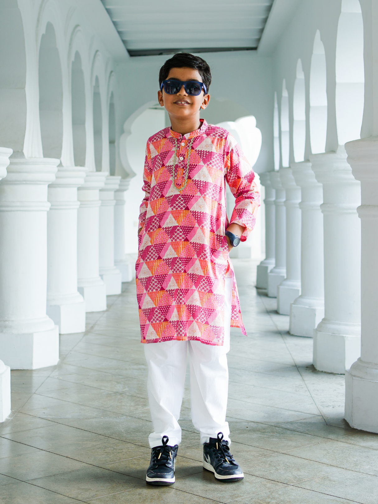 NIMBU | Mehak Pink Boys Kurta Pajama in Muslin Cotton