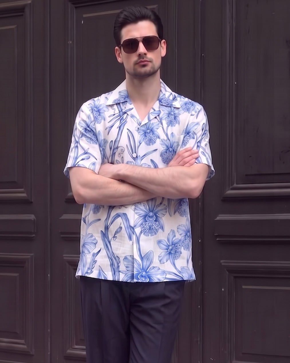 KANZI COLLECTION | Blue Orchid Print Shirt