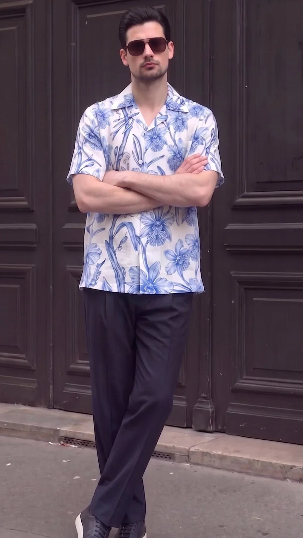 KANZI COLLECTION | Blue Orchid Print Shirt