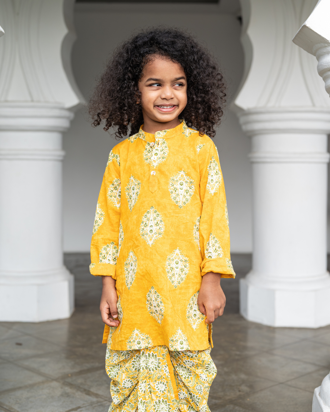 NIMBU | Mira Yellow Boys Kurta Dhoti in Cotton
