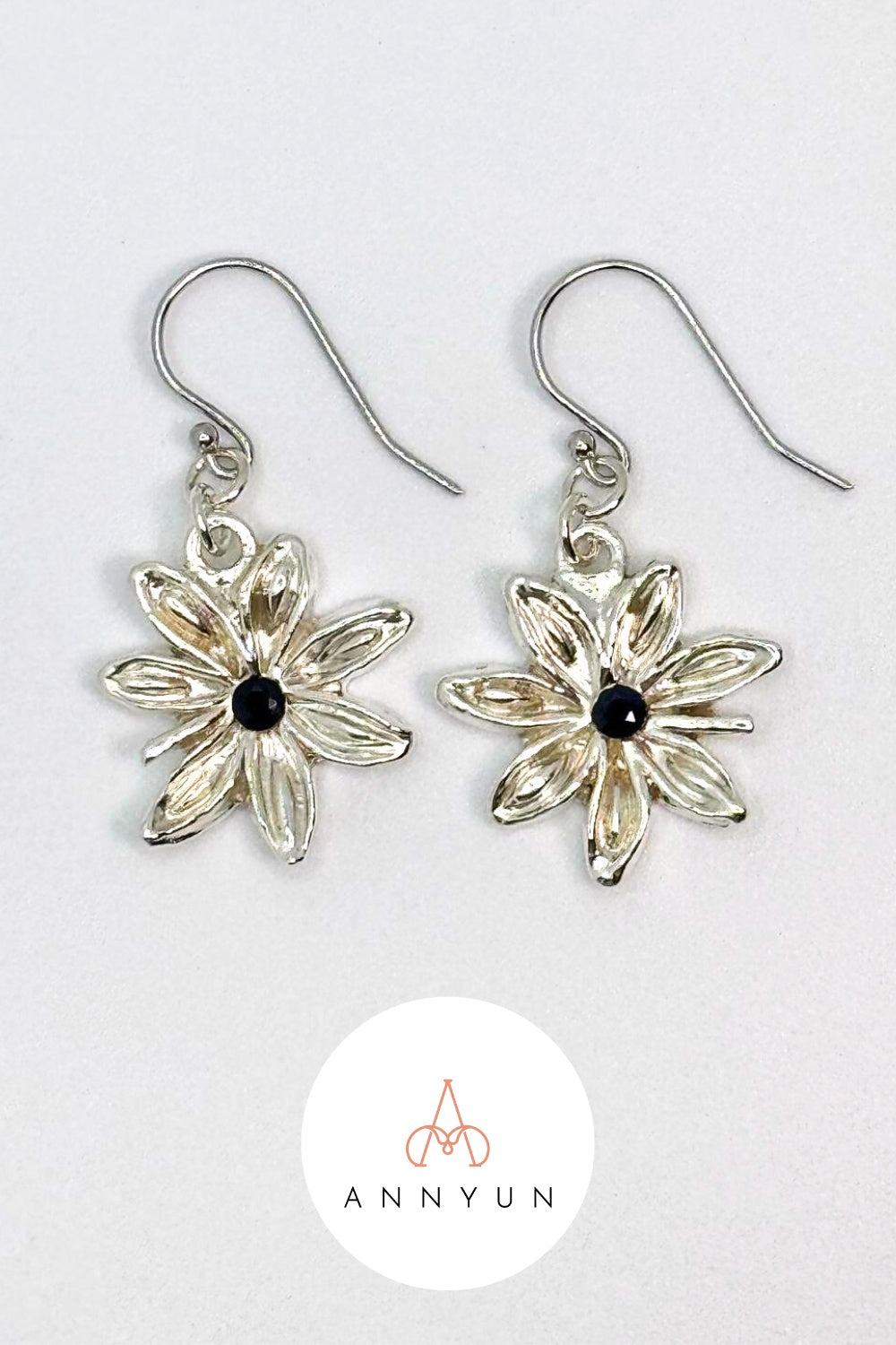 CREATIVE JEWELLERY STUDIO | Blue Sapphire, Silver Star Anise Earrings by Annyun