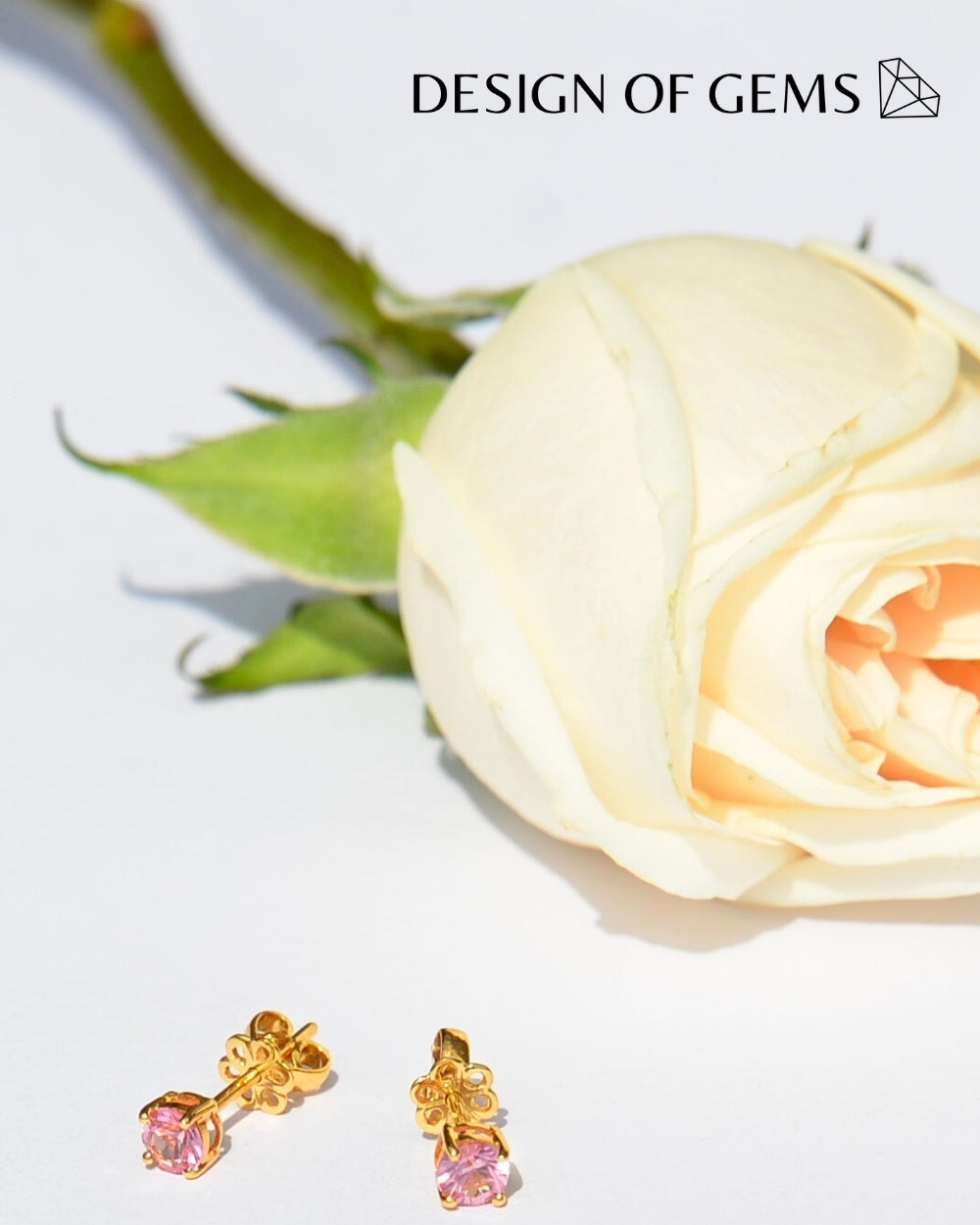 CREATIVE JEWELLERY STUDIO | Burmese Pink Spinel, Yellow Gold Stud Earrings by Design of Gems