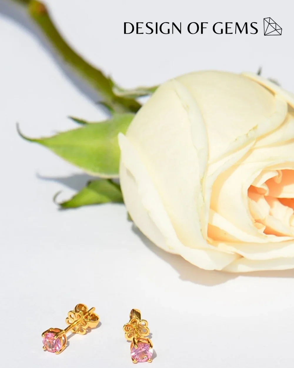 CREATIVE JEWELLERY STUDIO | Burmese Pink Spinel, Yellow Gold Stud Earrings by Design of Gems