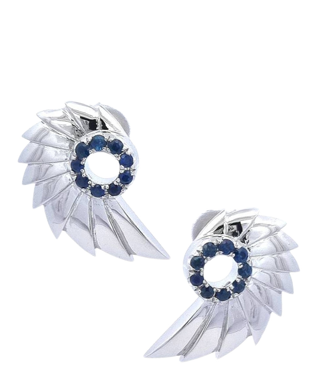 CREATIVE JEWELLERY STUDIO | Blue Sapphire "Music of the Sea" Rhodium Plated Silver Earrings by Glow ByM