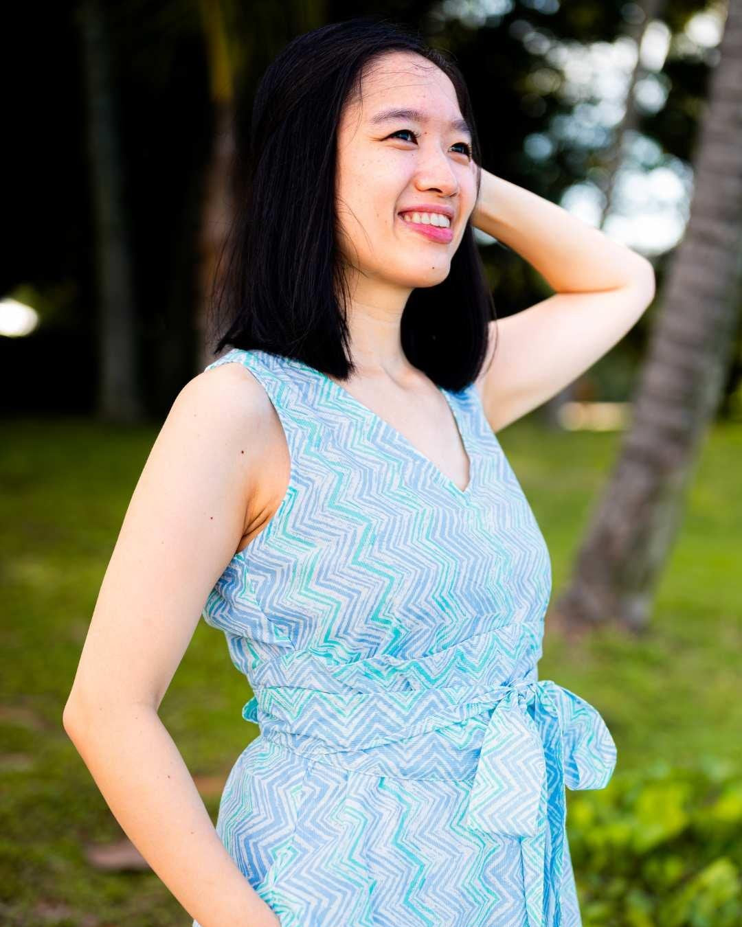 NIMBU | Vela Women's Ocean Wave Dress With Obi Belt