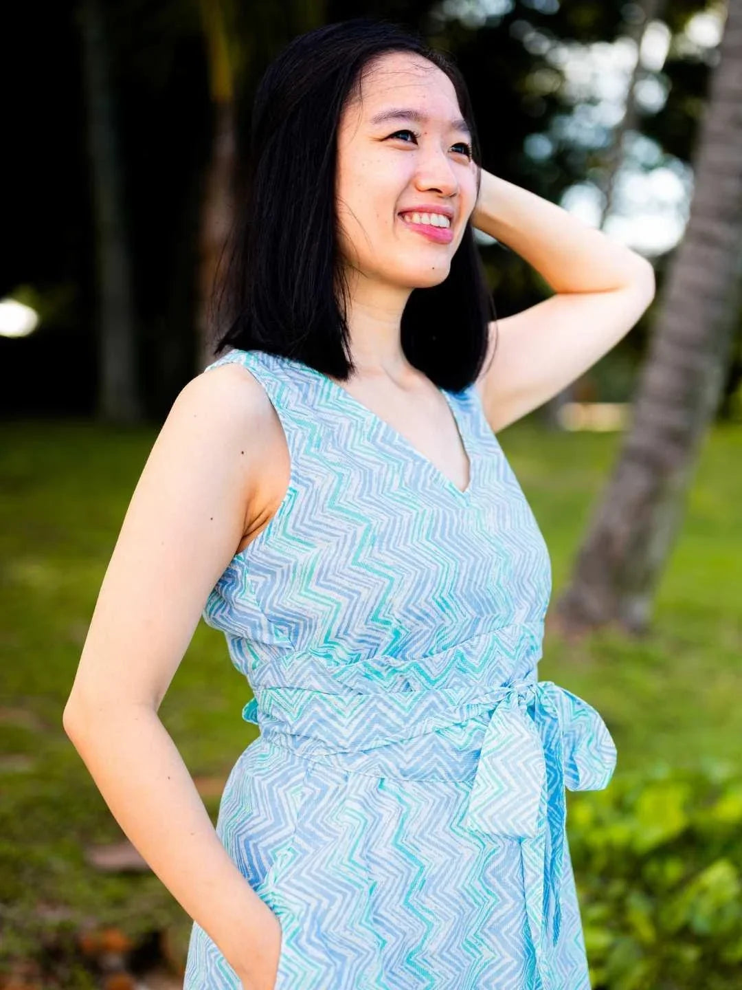 NIMBU | Vela Women's Ocean Wave Dress With Obi Belt