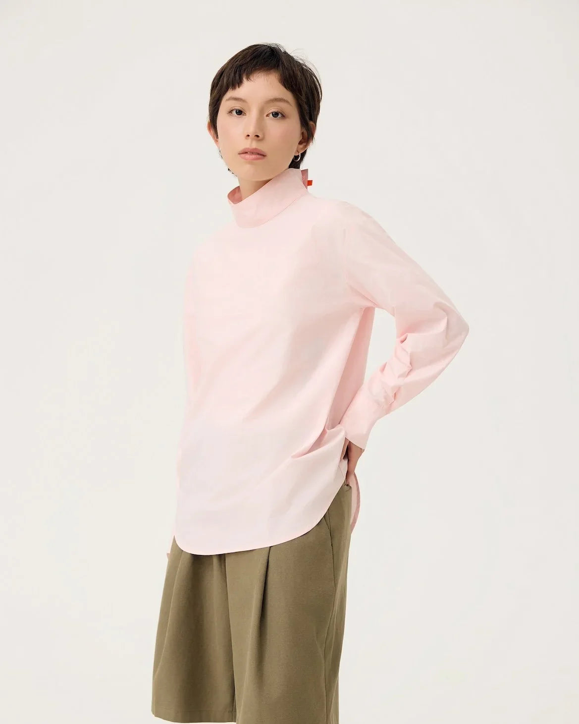 3EIGHTH | Oki Scarf Collar Top in Sakura Pink