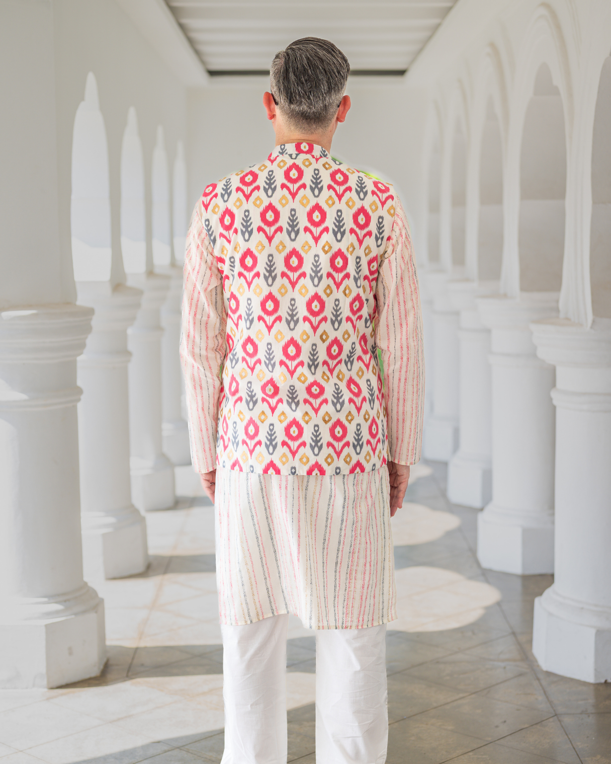 NIMBU | Gul Pink Men's Kurta Pajama Jacket Set in Cotton