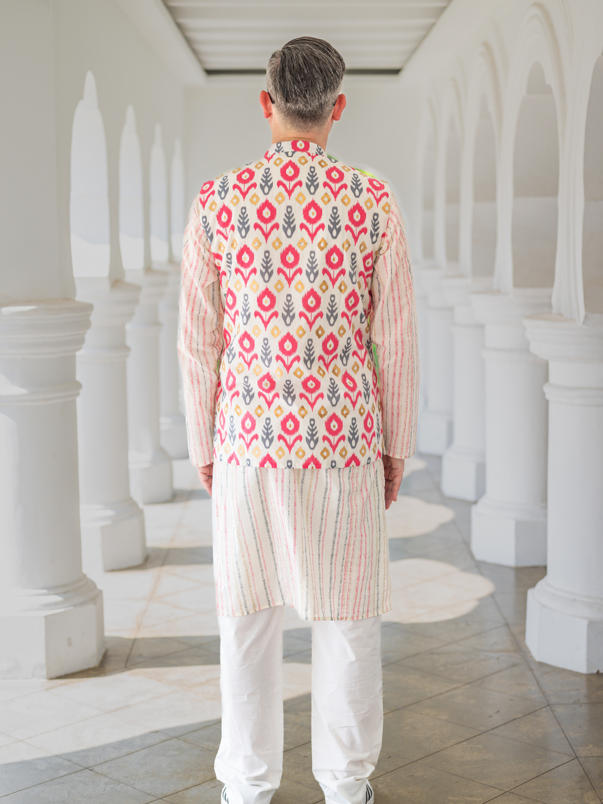 NIMBU | Gul Pink Men's Kurta Pajama Jacket Set in Cotton