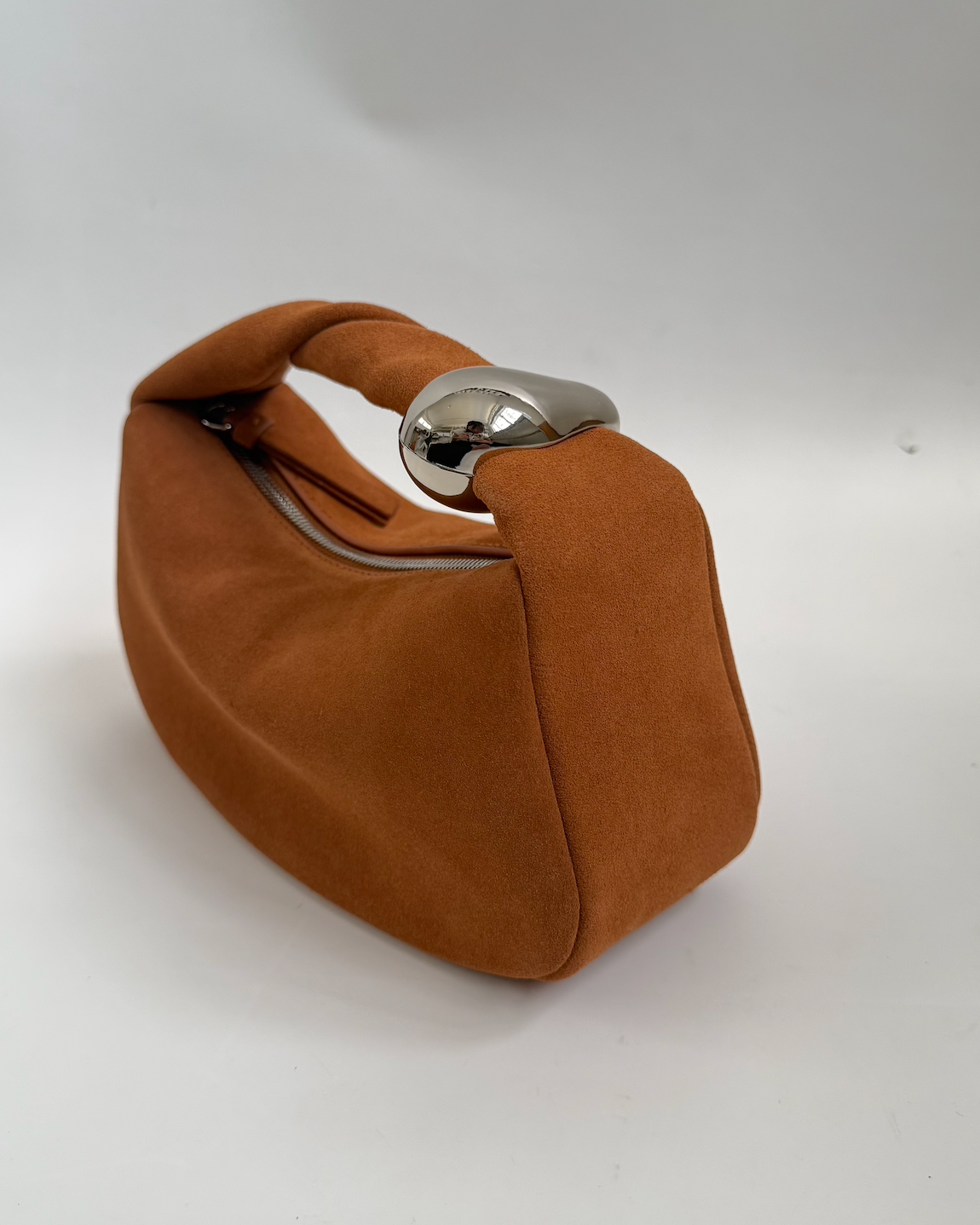 WU HAUS | Orbit Lightweight Suede Tan Sculptural Bag