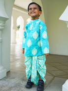 NIMBU | Mira Blue Boys Kurta Dhoti In Cotton