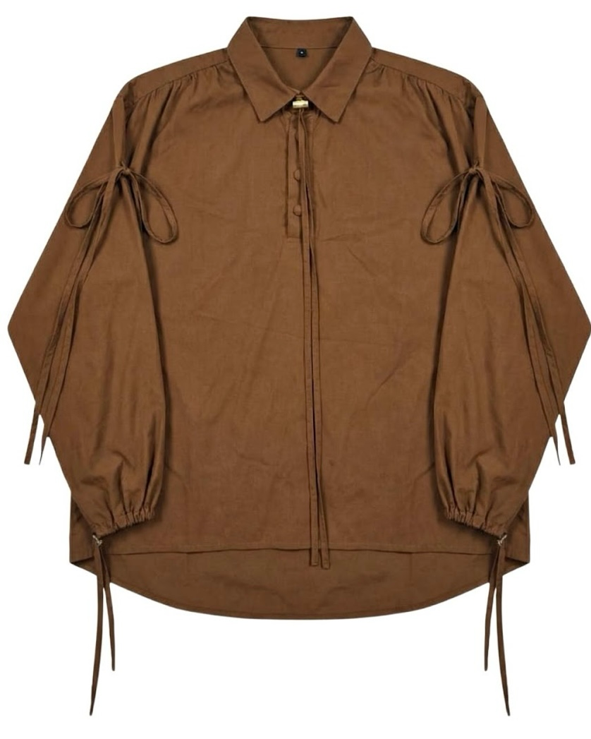 STUDIOMORAL | Oversized String Shirt Long Sleeve In Brown