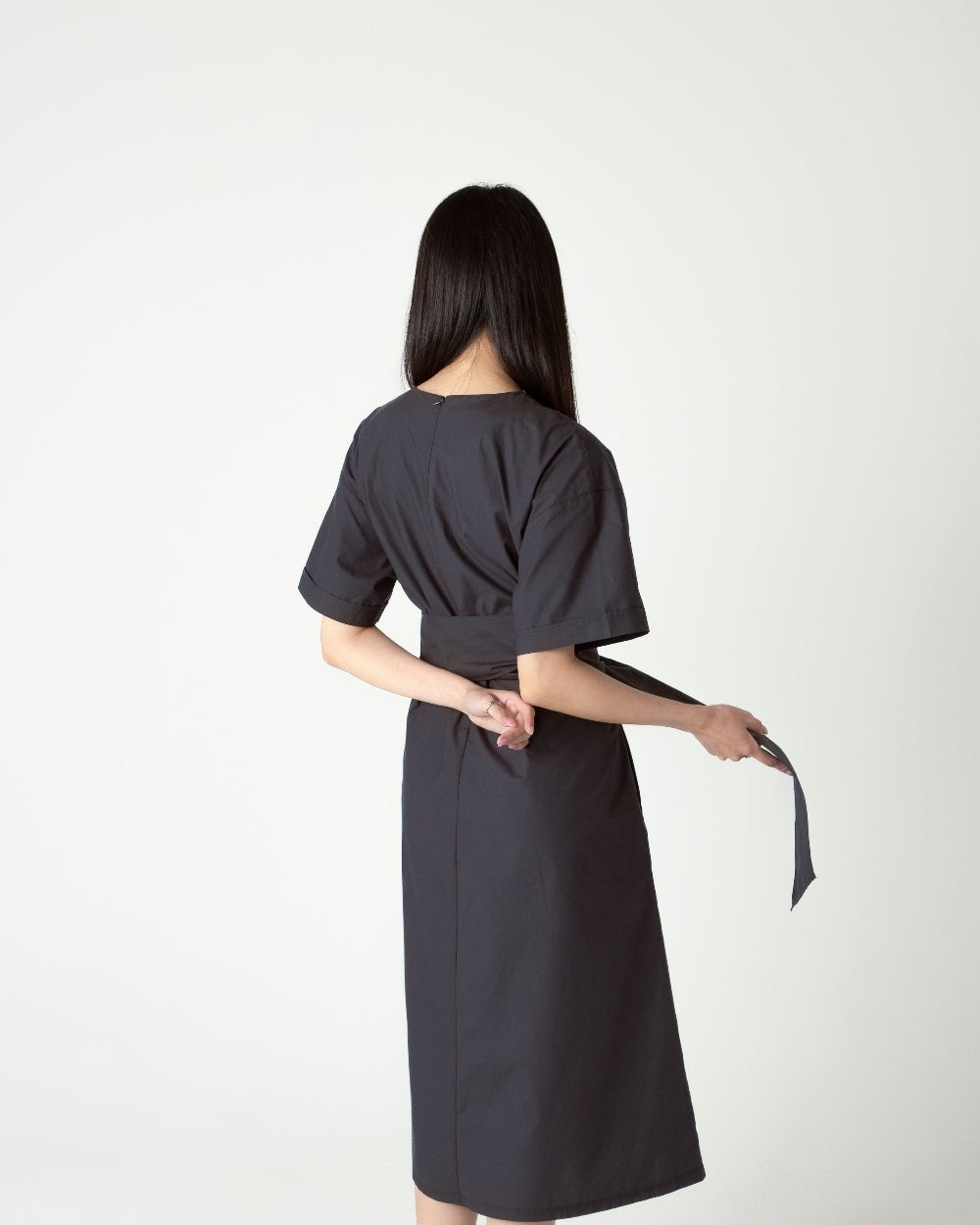SAERO COLLECTIVE | Wrapline Dress | Charcoal Grey