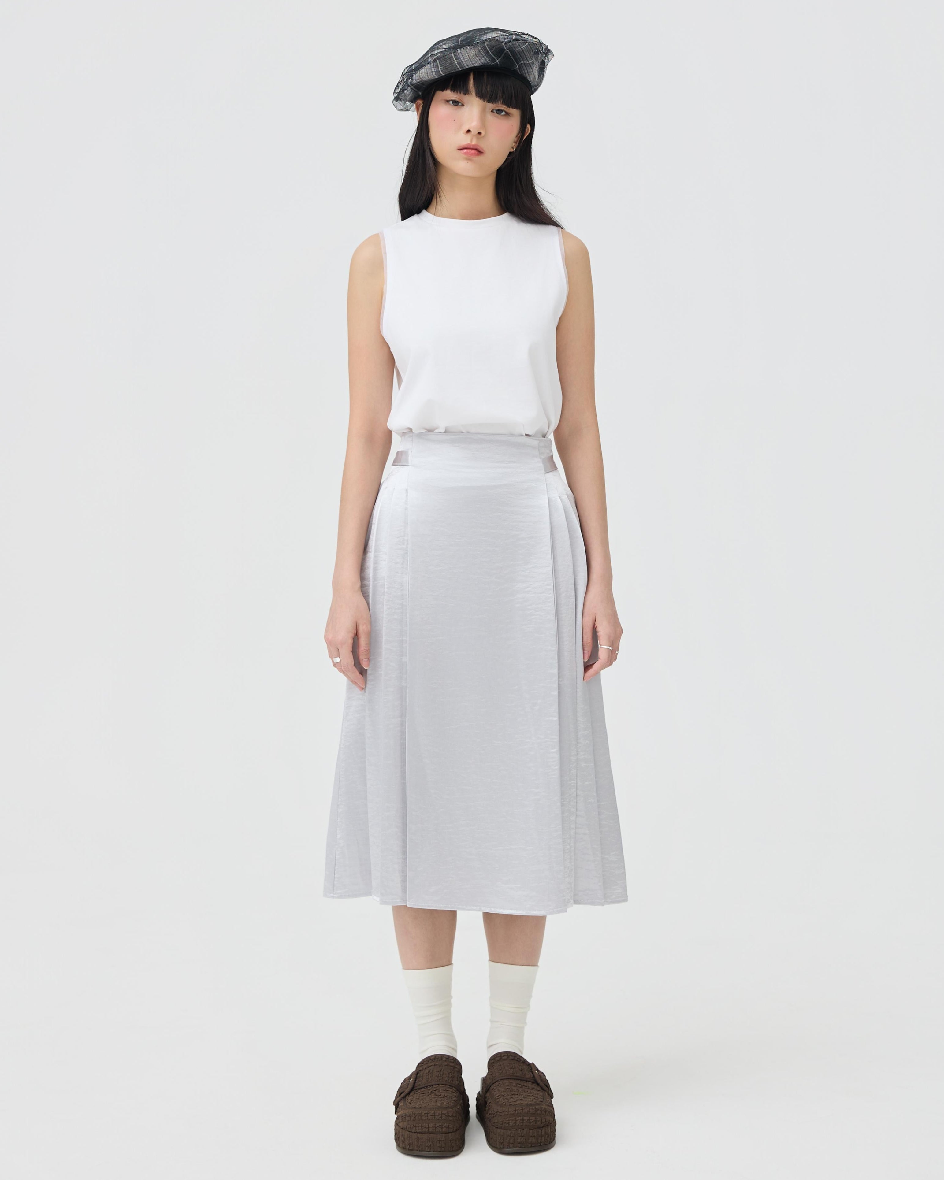 3EIGHTH | Ginrin Skirt In Silver Satin